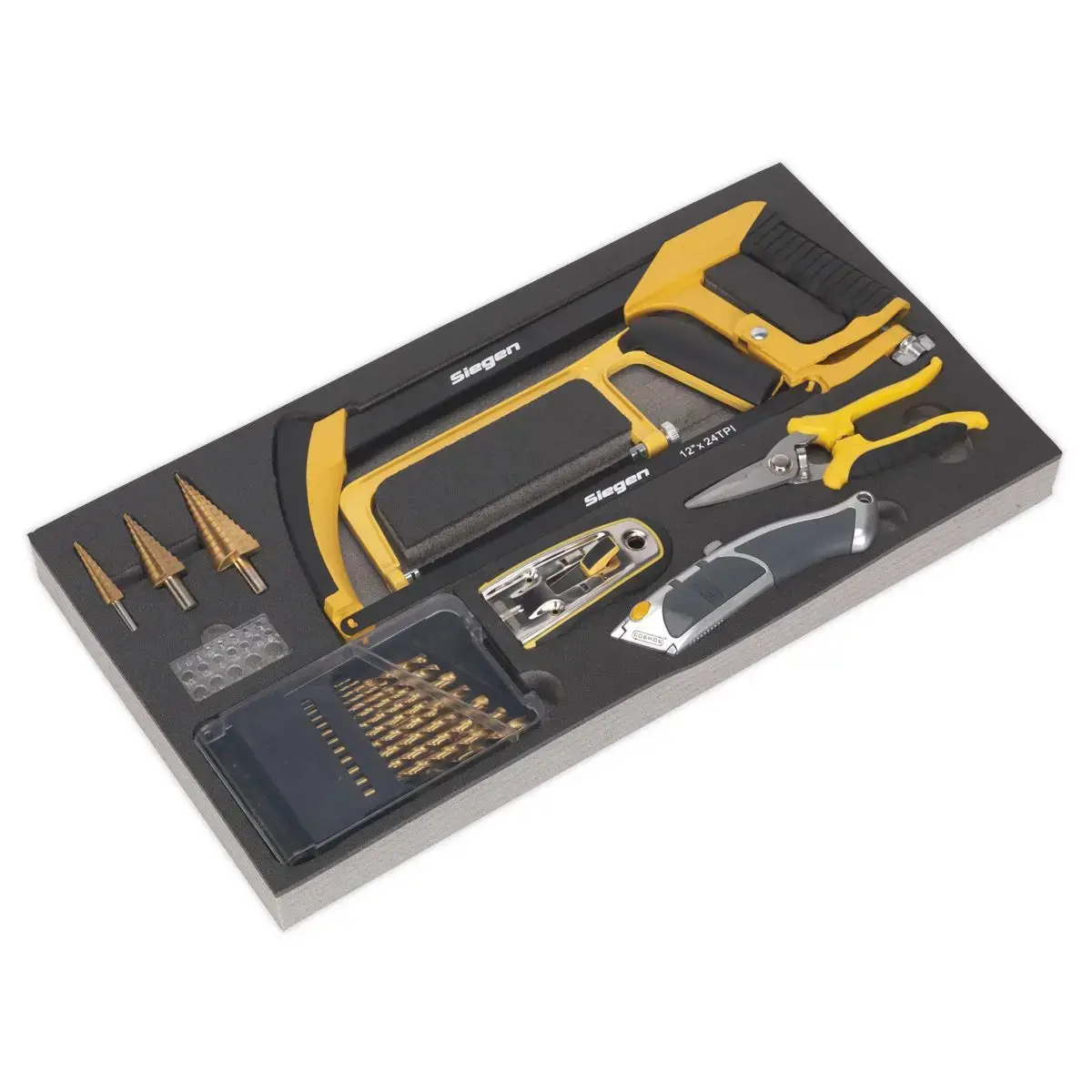Siegen By Sealey Tool Tray With Cutting & Drilling Set 28Pc 1