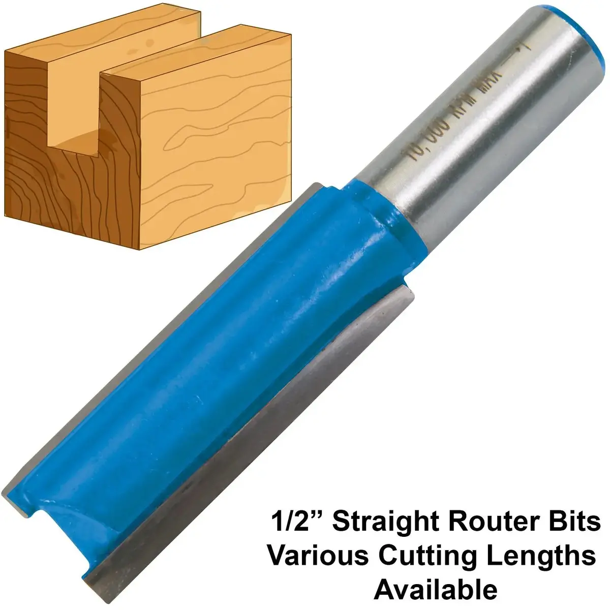 Silverline 1/2" Straight Imperial Cutter Router Bits 1
