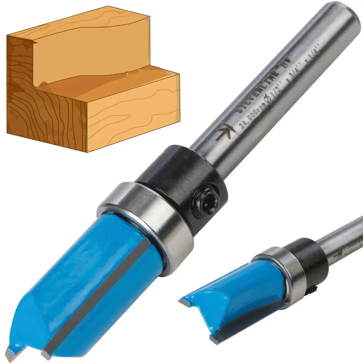 Silverline 1/4" Shank Tct Template Cutter Router Bits 1