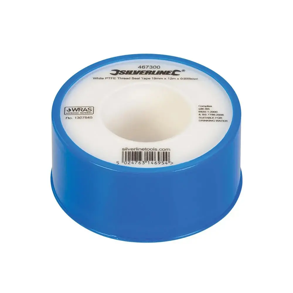 Silverline 1 Roll White Ptfe Thread Seal Tap Water Plumbing 19Mm X 12M 1