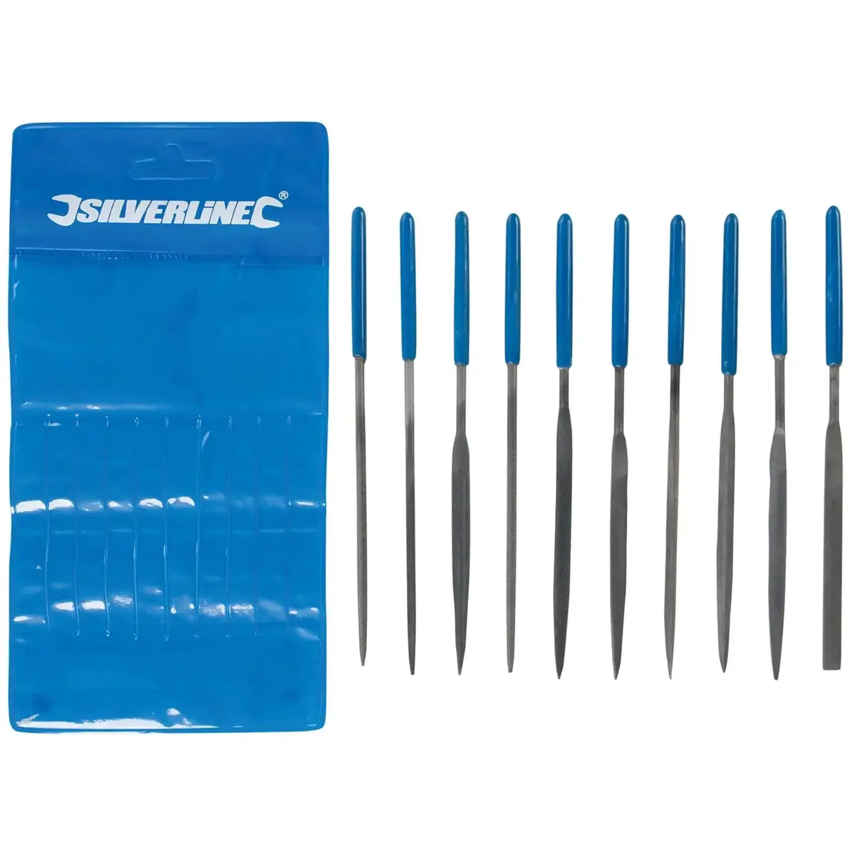 Silverline 10 Piece 140Mm Needle File Set 2Nd Cut Round Square Flat Barett 1