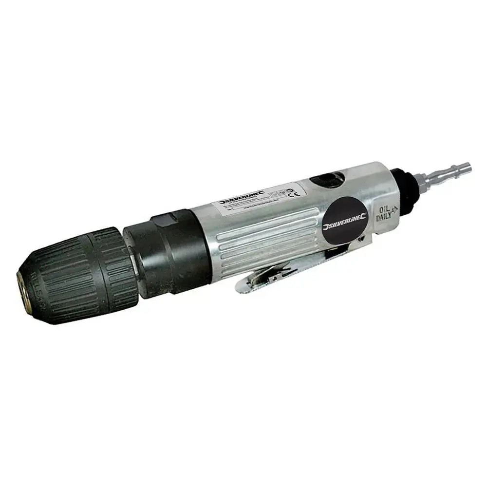Silverline 10Mm Straight Air Drill Keyless Chuck 1/4" Bsp Male Connector 1