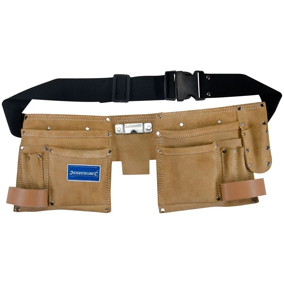 Silverline 11 Pocket Double Pouch Tool Belt Hammer Tape Holder Work Diy 1