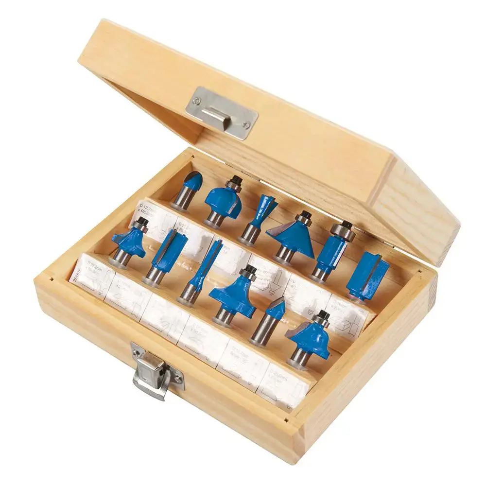 Silverline 12 Piece 8Mm Shank Tct Router Bit Set In Wooden Case Straight Cove 1