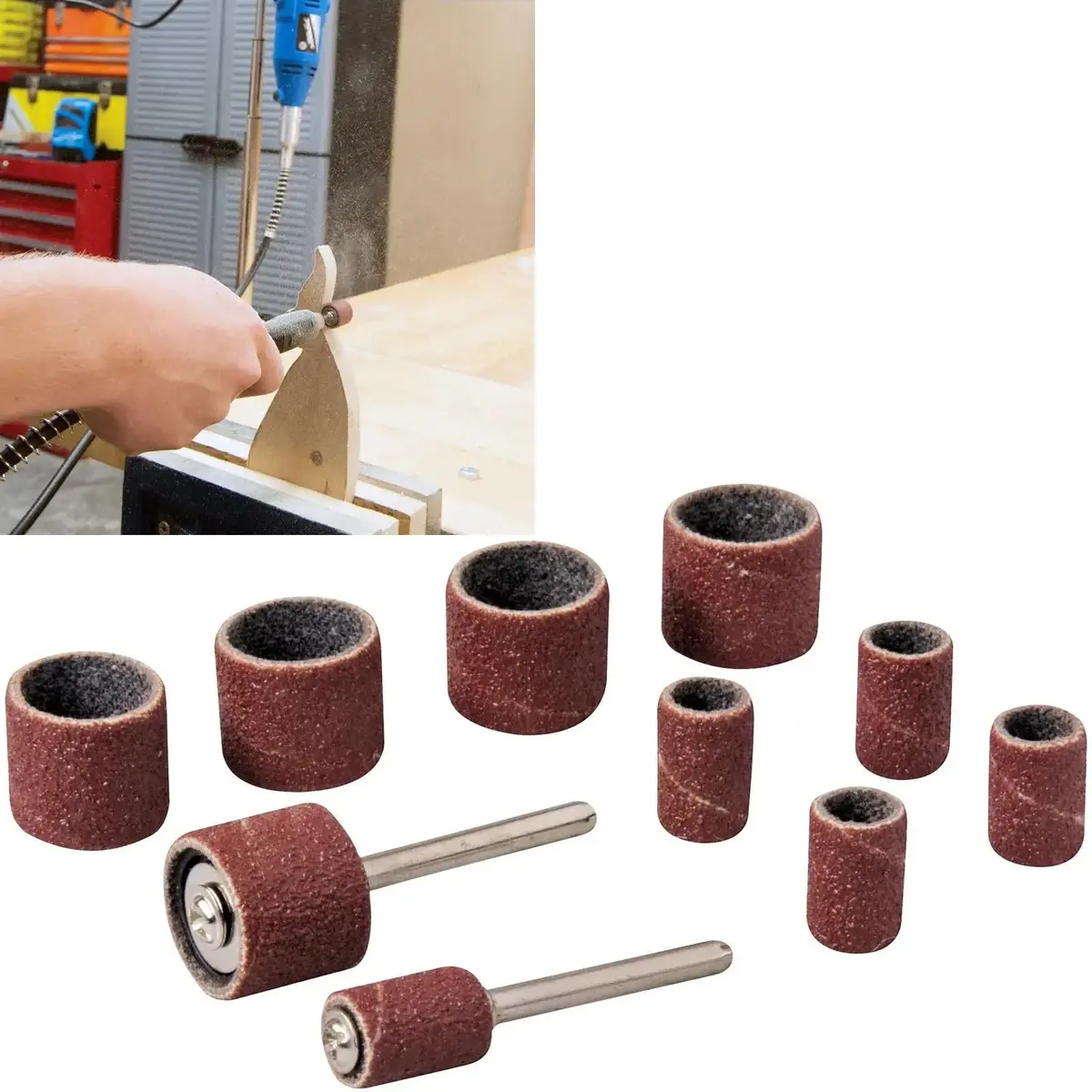 Silverline 12 Piece Drum Sanding Kit Rotary Hobby Tool 1/4" 1/2" 3.1Mm 1