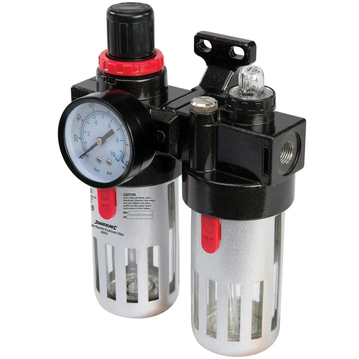 Silverline 150Ml Air Filter Regulator & Lubricator Compressor Tool 1