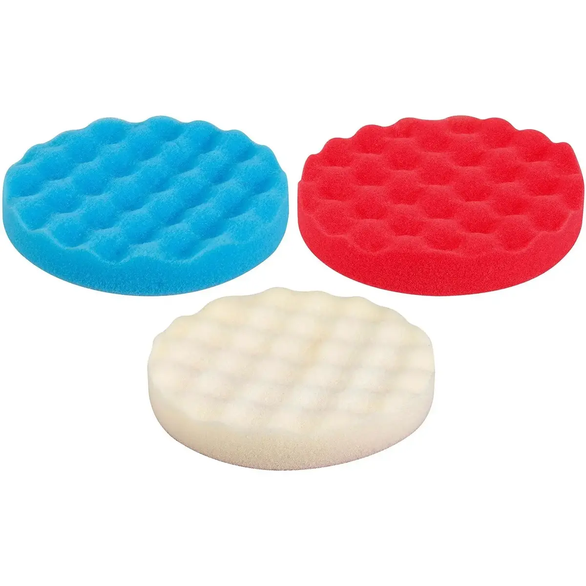 Silverline 150Mm Hook & Loop Contoured Foam Polishing Heads Red, Blue Or White 1