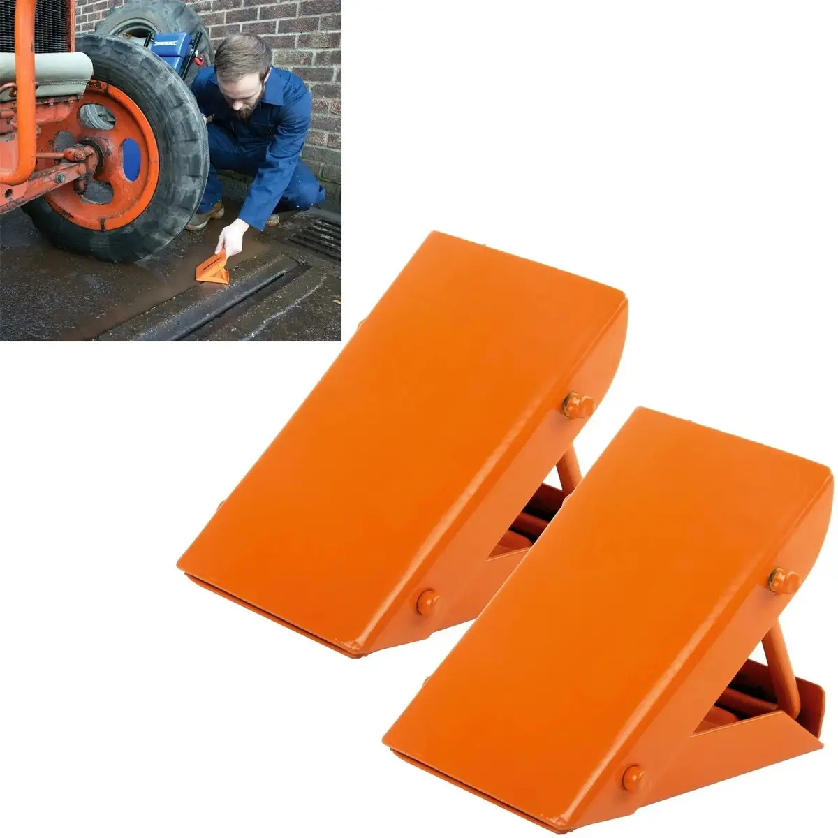 Silverline 2 Piece Folding Wheel Chocks Car Caravan Trailer Van Heavy Duty Wedge 1