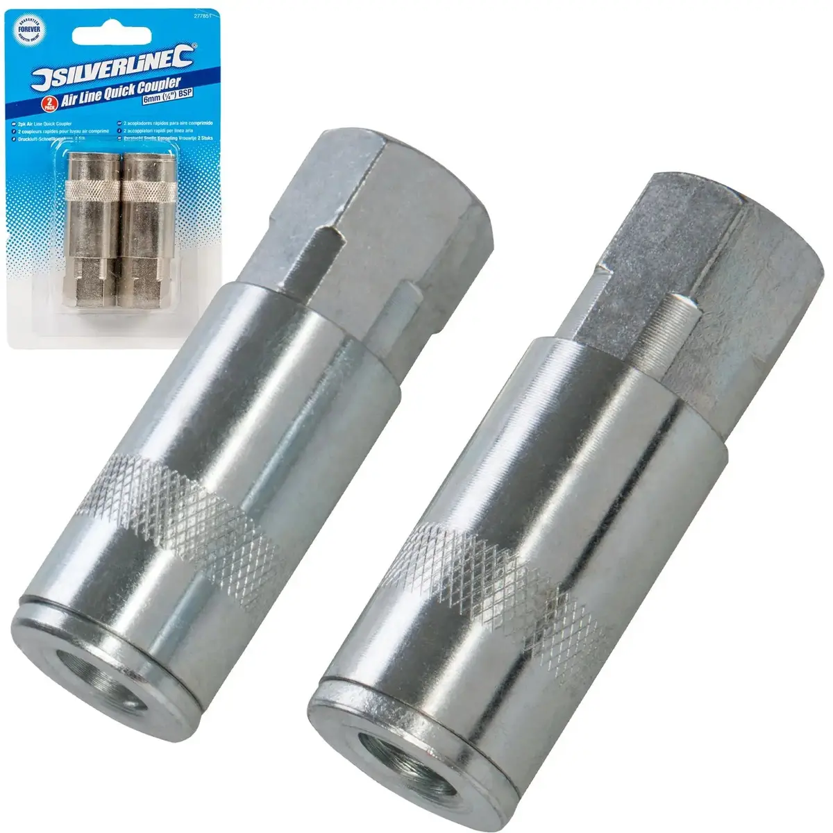 Silverline 2 Piece Quick Coupler 1/4" Bsp Female Thread  Air Tool Connectors 1