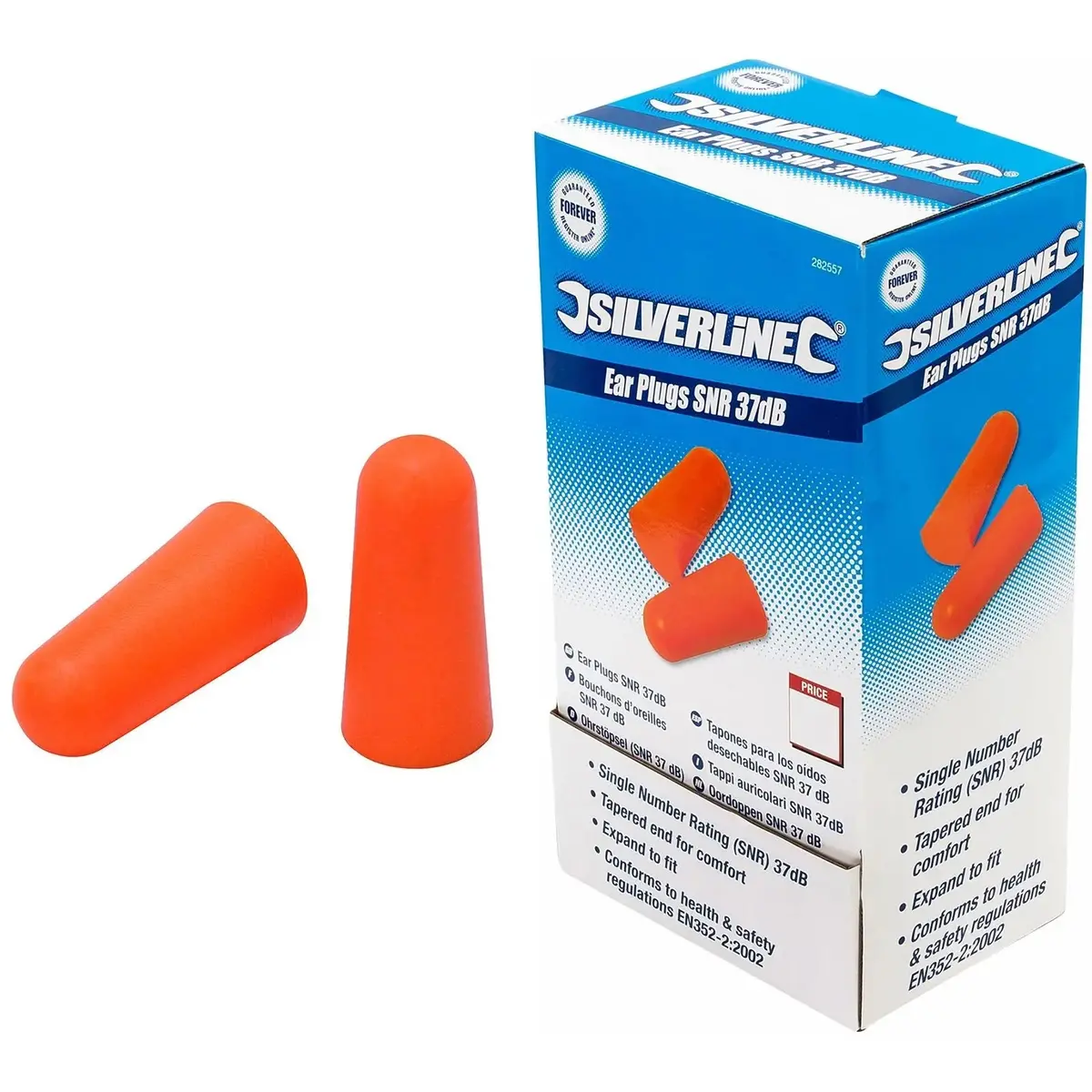 Silverline 200Pk Of 2 Piece Ear Plugs Snr 37 Db Disposable Hygienic Hearing Protection 1