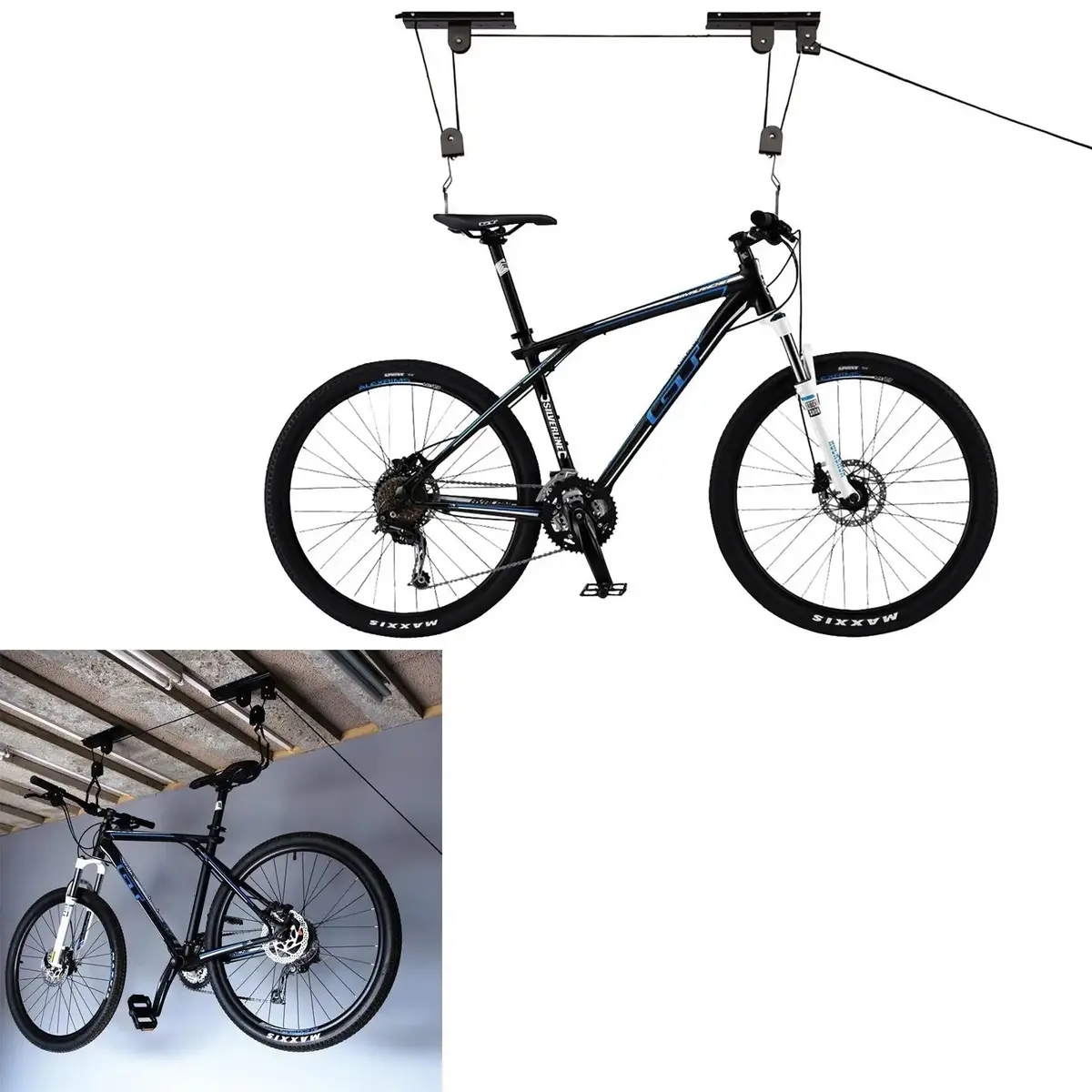 Silverline 20Kg Bike Lift Bicycle Garage Rubber Hooks Locking 1