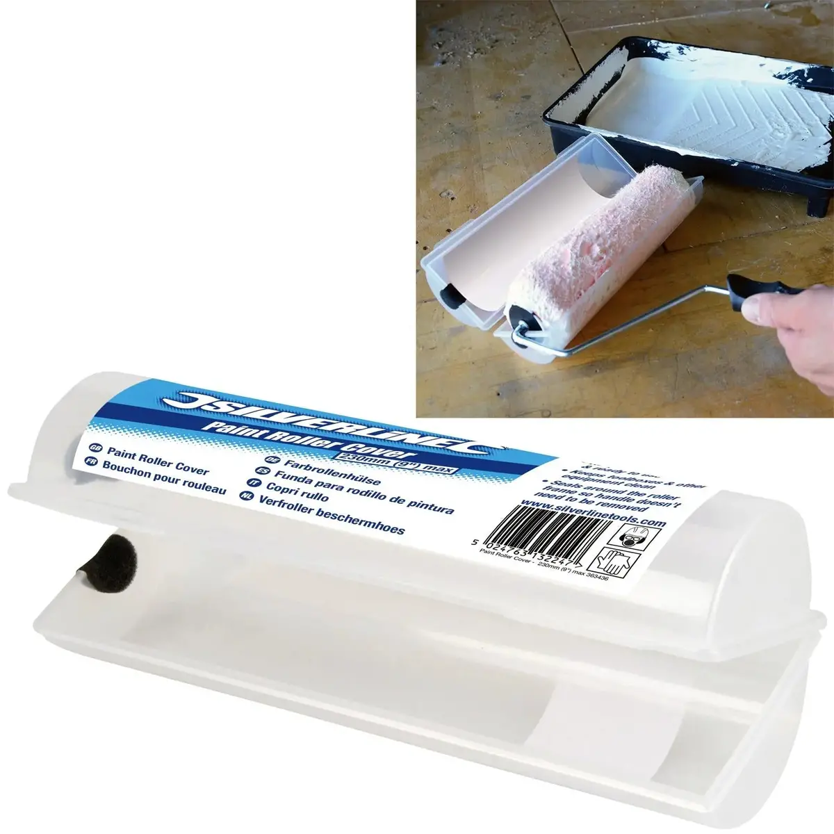 Silverline 230Mm (9") Paint Roller Cover Decorating Airtight Seal Cleaner 1