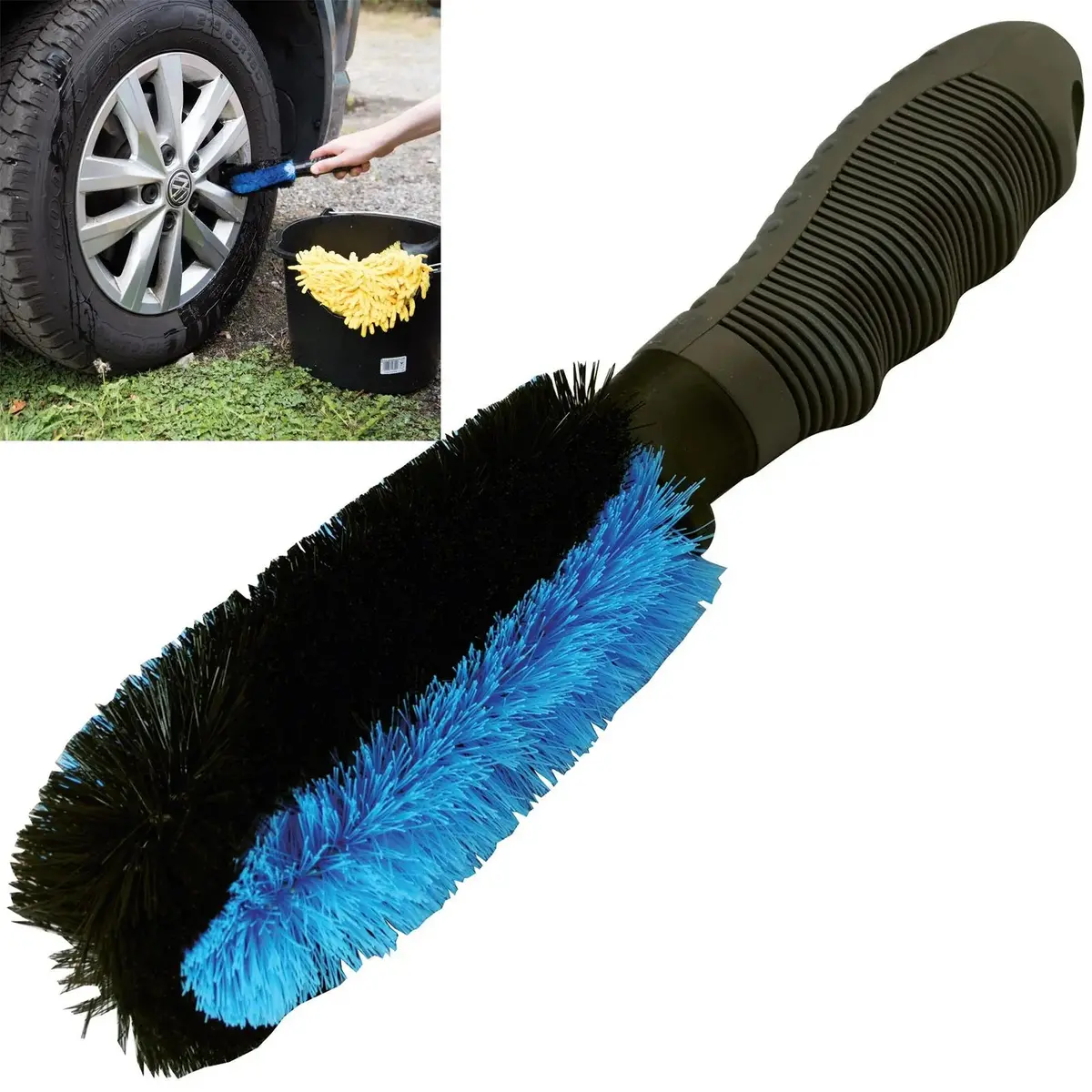Silverline 250Mm Wheel Cleaning Brush Steel Alloy Car Van Auto Valet 1