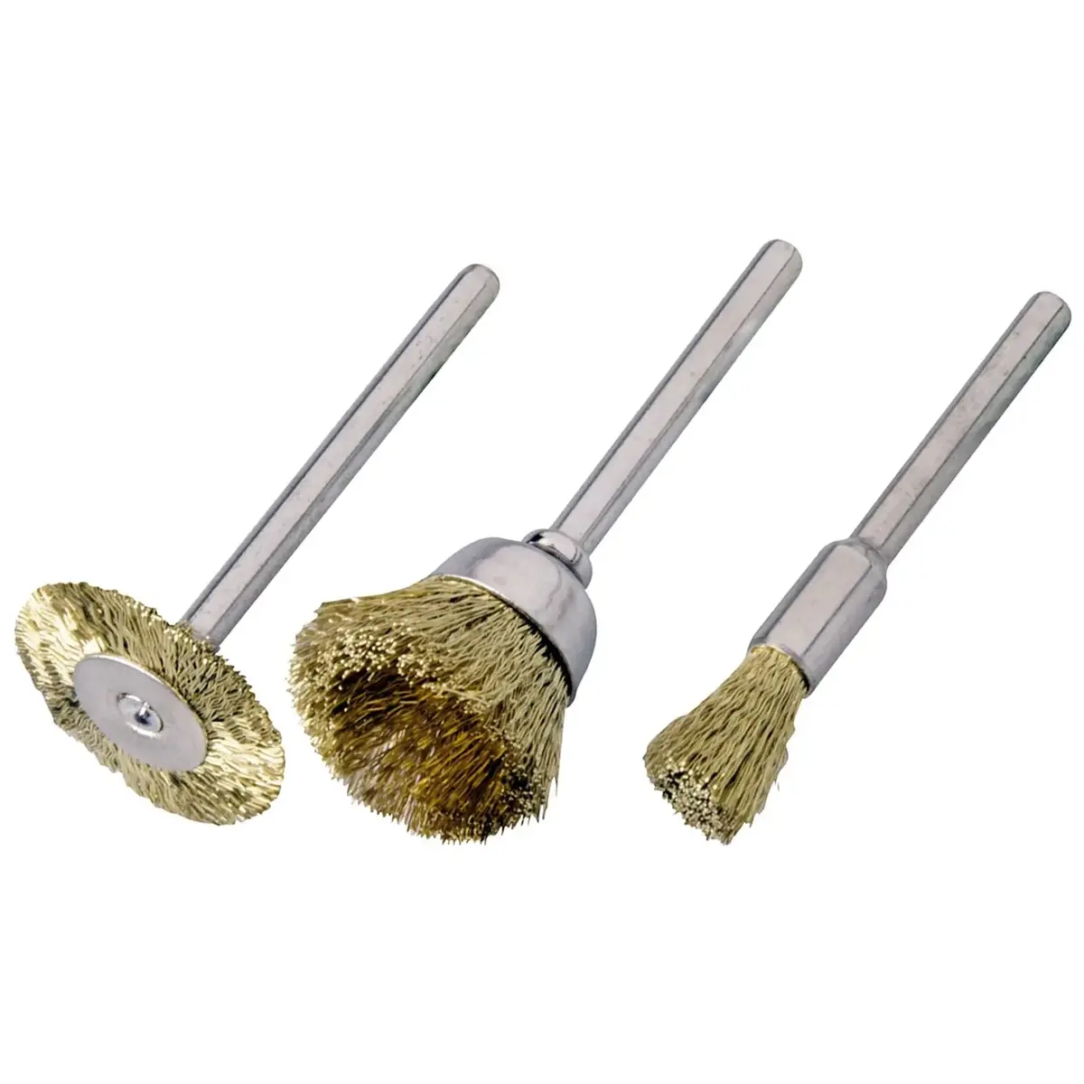 Silverline 3 Piece Brass Brush Set Metal Cleaning Polishing Rotary Multi Tool 1