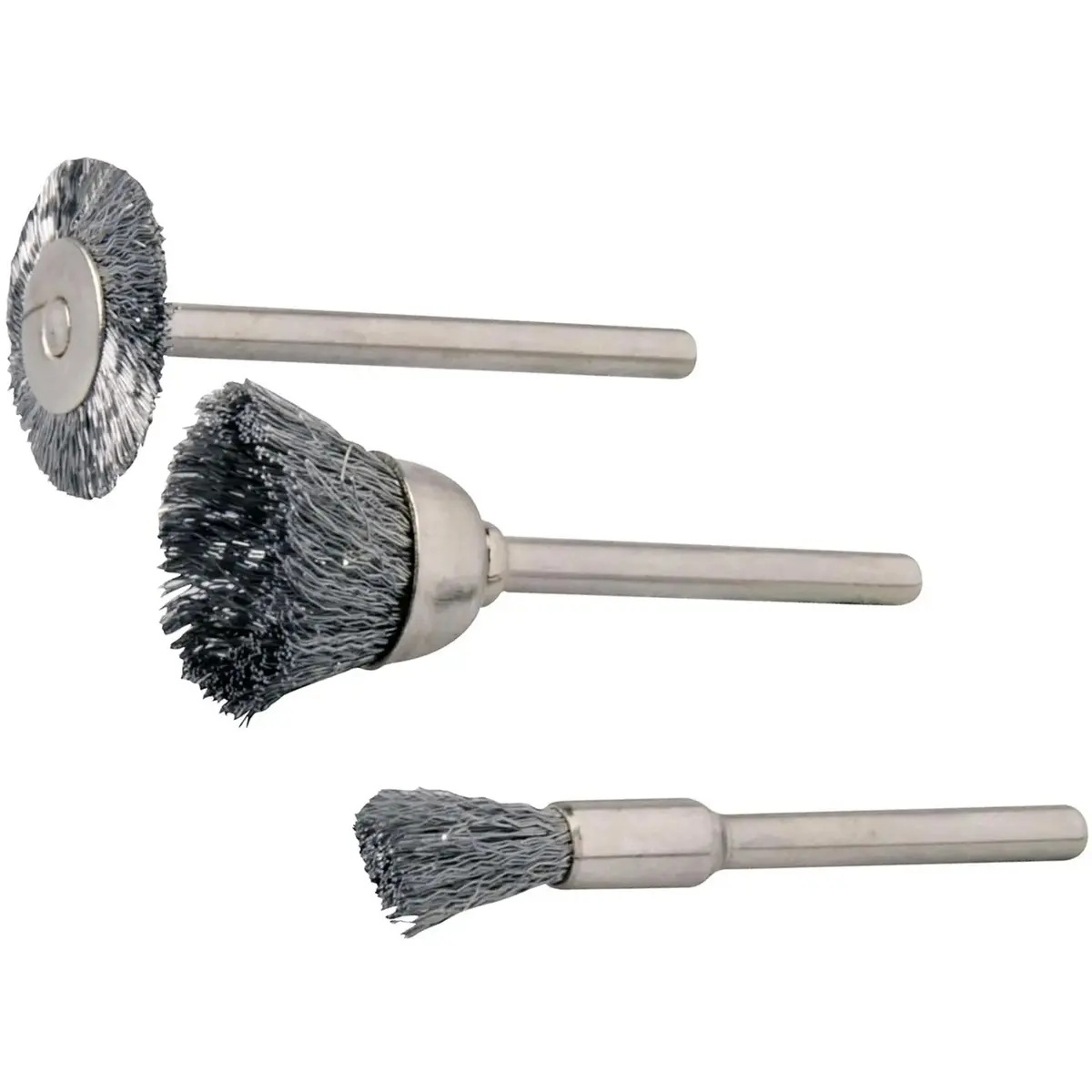 Silverline 3 Piece Steel Brush Set 5, 15 & 19Mm Rotary Cleaning Wire 1