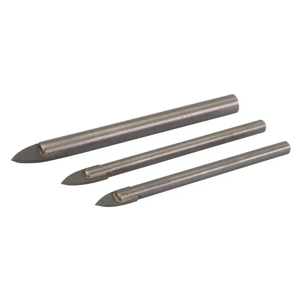 Silverline 3 Piece Tile & Glass Drill Bit Set 5, 6 & 8Mm Ceramic Bathroom Kitchen 1