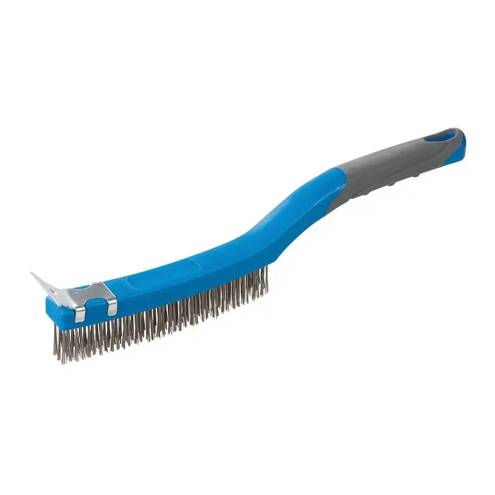 Silverline 3 Row Stainless Steel Wire Brush With Scraper 30Mm Bristles 1