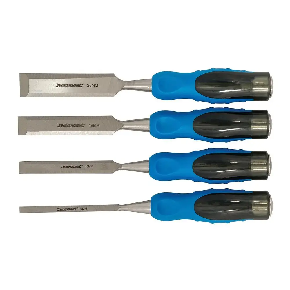 Silverline 4 Piece Expert Wood Chisel Set 6-25Mm Carpentry Hammer Joinery 1