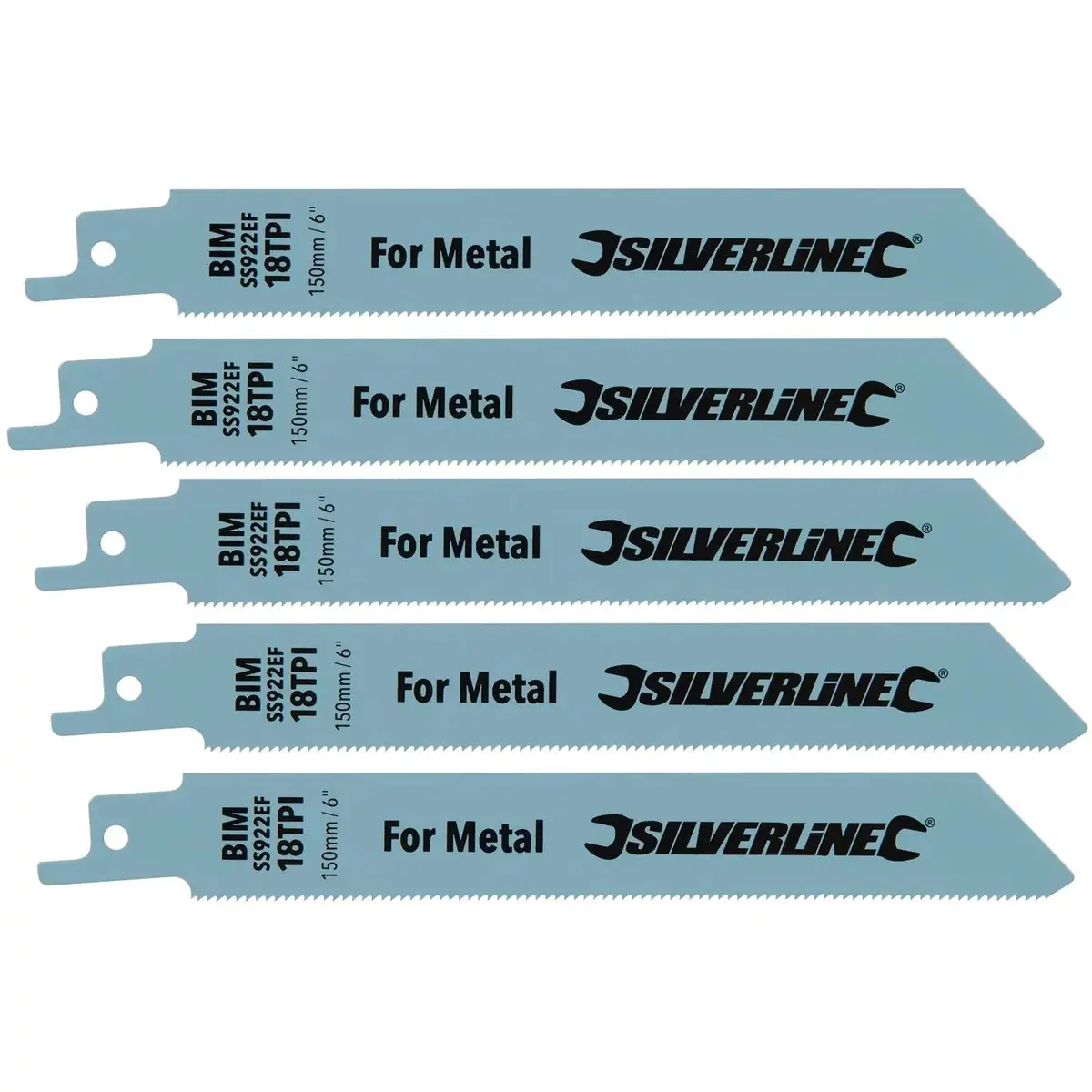 Silverline 5 Piece 150Mm Recipro Saw Blades 18Tpi  Fine Metal Cutting 1