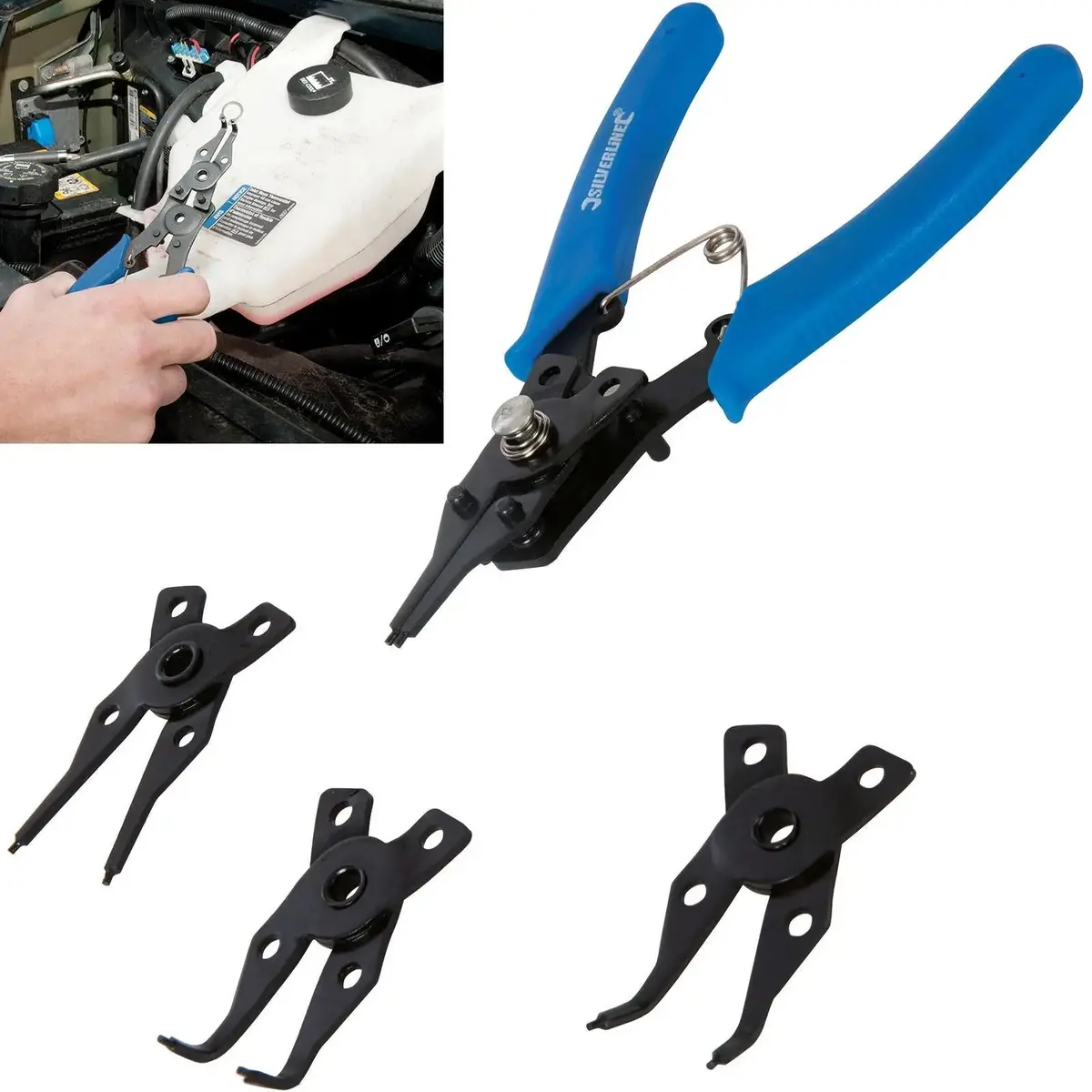 Silverline 5 Piece Circlip Pliers Set 160Mm External Internal Straight Jaws Combi 1