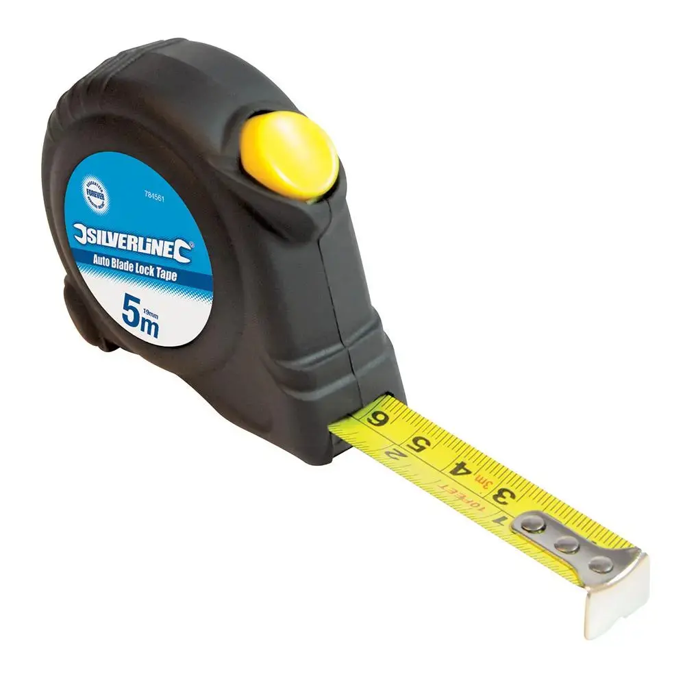 Silverline 5M Tape Measure Automatic Blade Lock Metric Imperial Nylon 19Mm 1