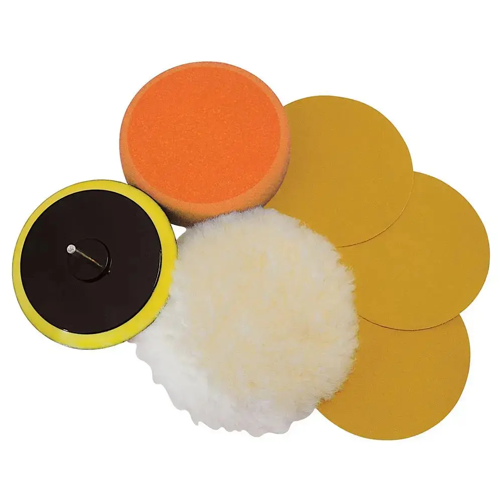 Silverline 6 Piece Sanding & Polishing Kit 125Mm Hook & Loop Sponge Bonnet Arbor 1
