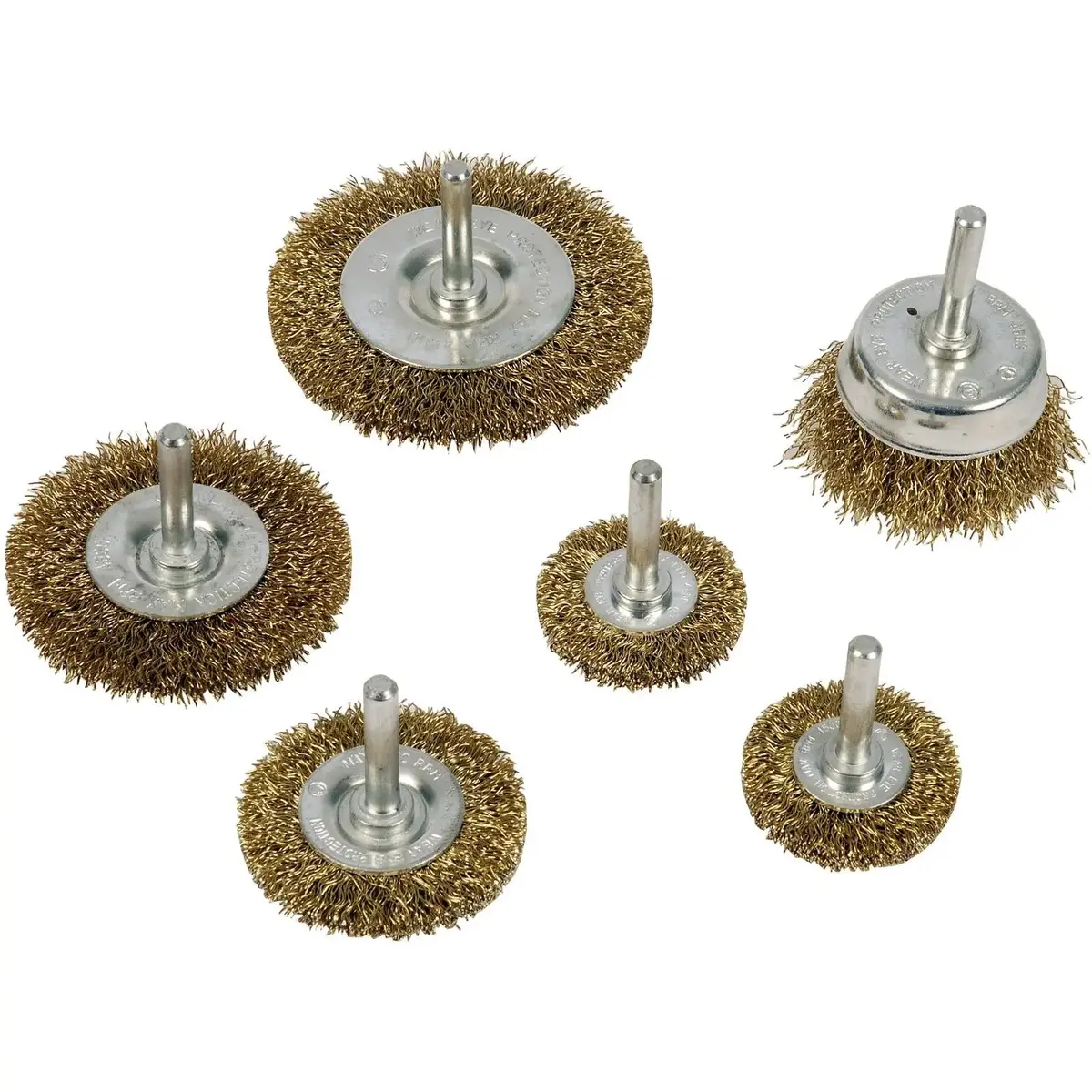 Silverline 6 Piece Wire Wheel & Cup Brush Set 6Mm Shank Paint Rust Removal 1