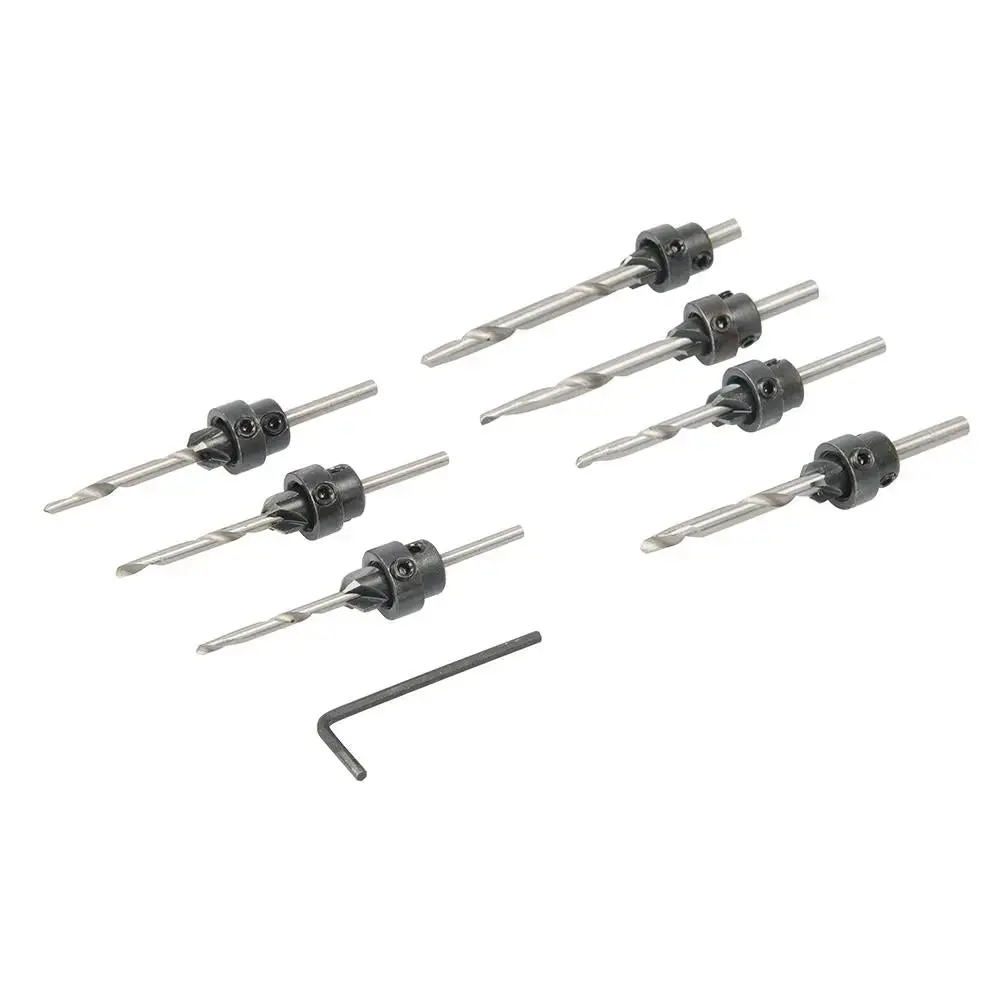 Silverline 7 Piece Drill & Countersink Set 3.2-5.5Mm Hcs Drill Wood Bit 3-6Mm 1