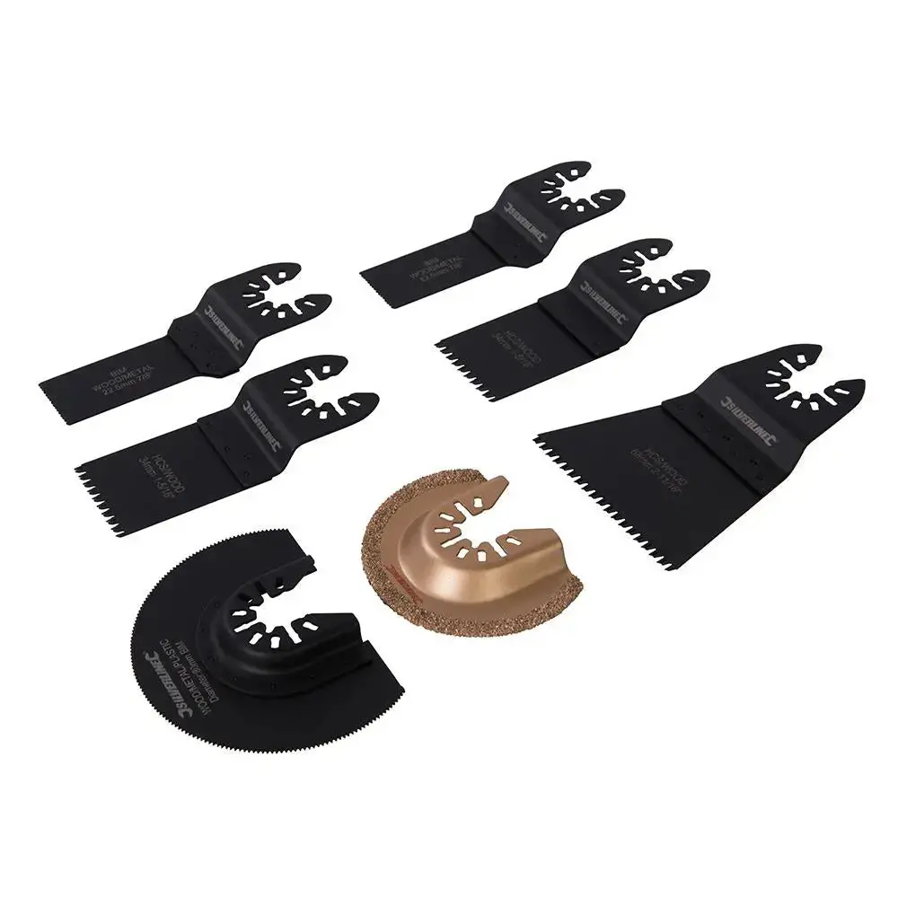 Silverline 7 Piece Multi Tool Cutting Set Wood Metal Plastic Tile Hcs Blade Tungsten 1