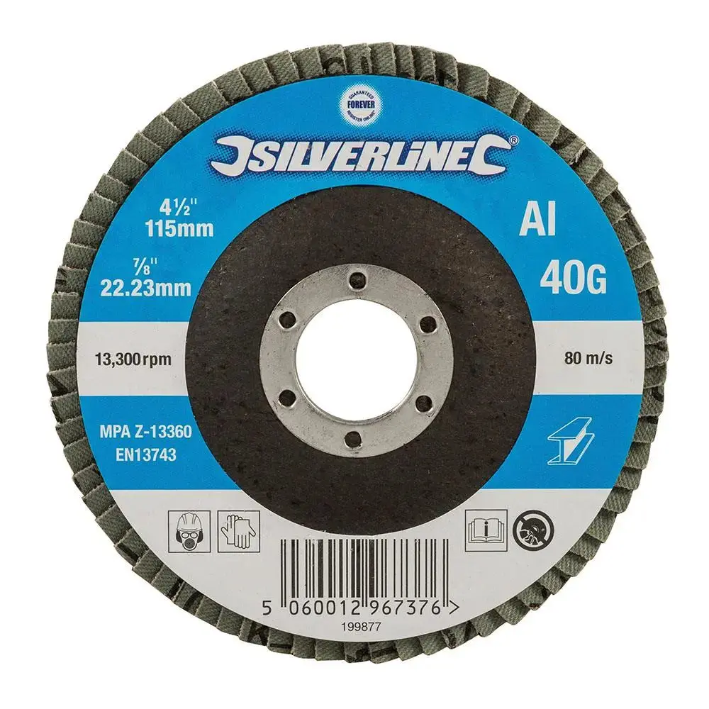 Silverline Aluminium Oxide Flap Disc 115Mm 40 Grit 199877 1