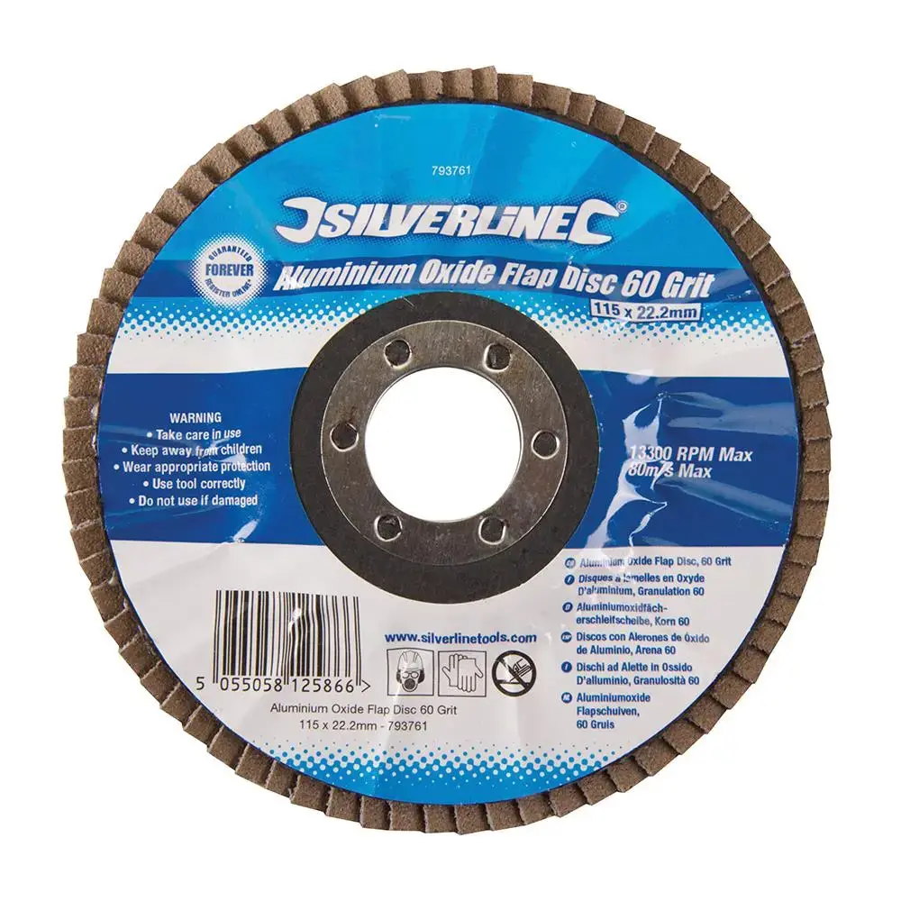 Silverline Aluminium Oxide Flap Disc 115Mm 60 Grit 793761 1