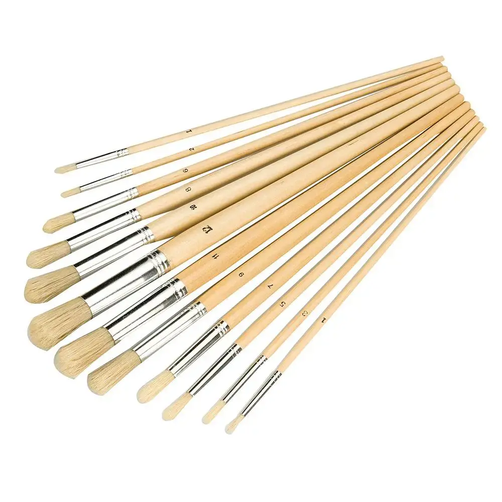 Silverline Artists Paint Brush Set 12Pce Round Tips 868848 1