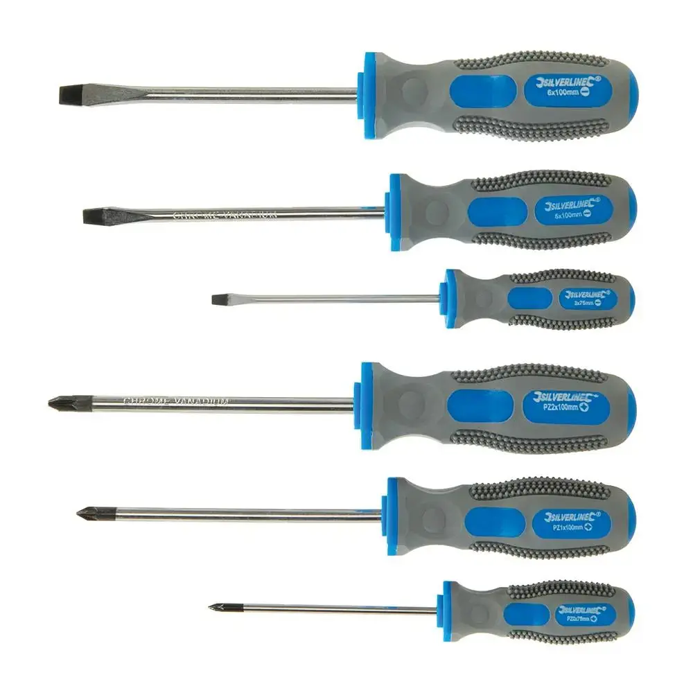 Silverline Assorted Screwdriver Set Slotted Phillips 6 Piece General Purpose 1