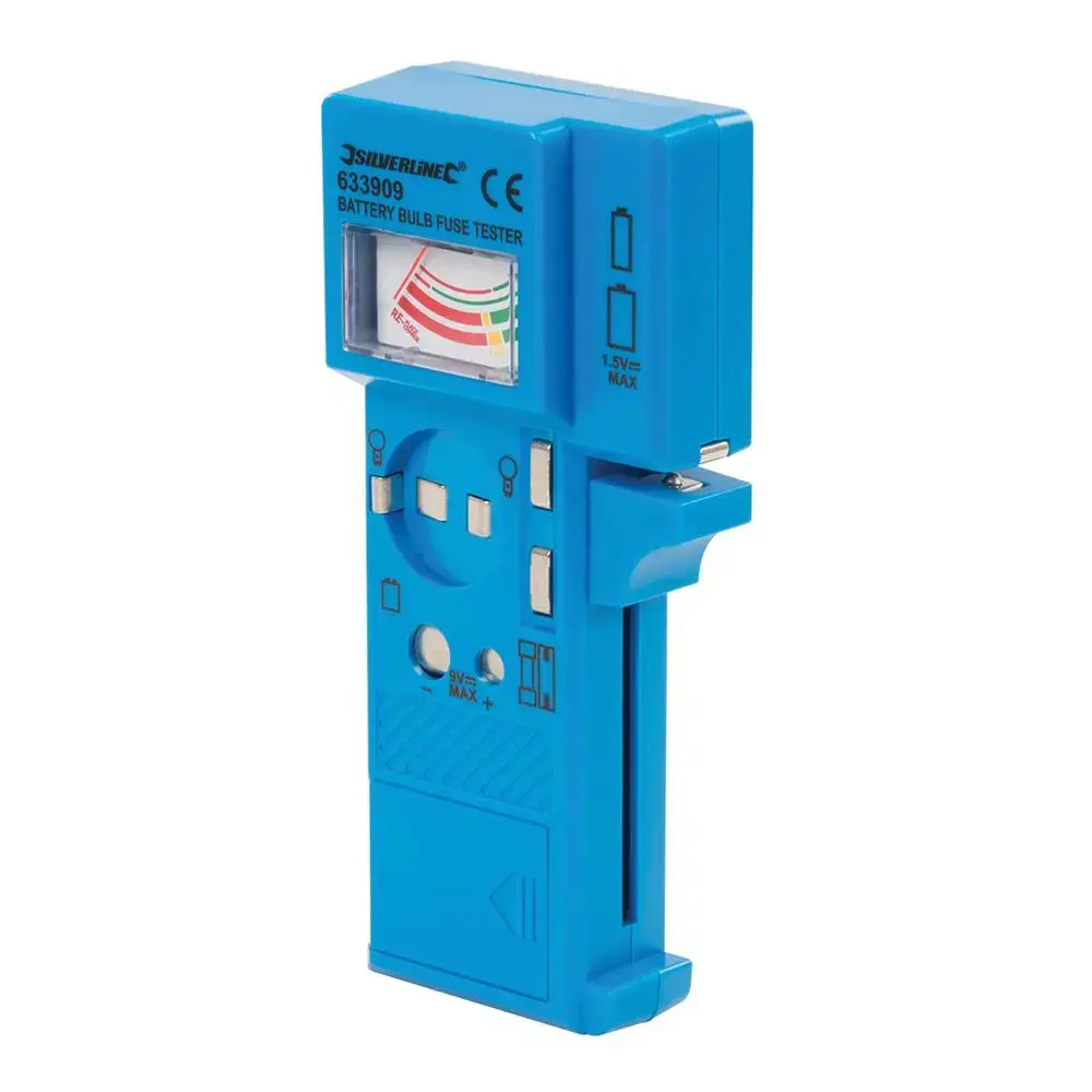 Silverline Battery, Bulb & Fuse Tester 1.5V - 9V 633909 1