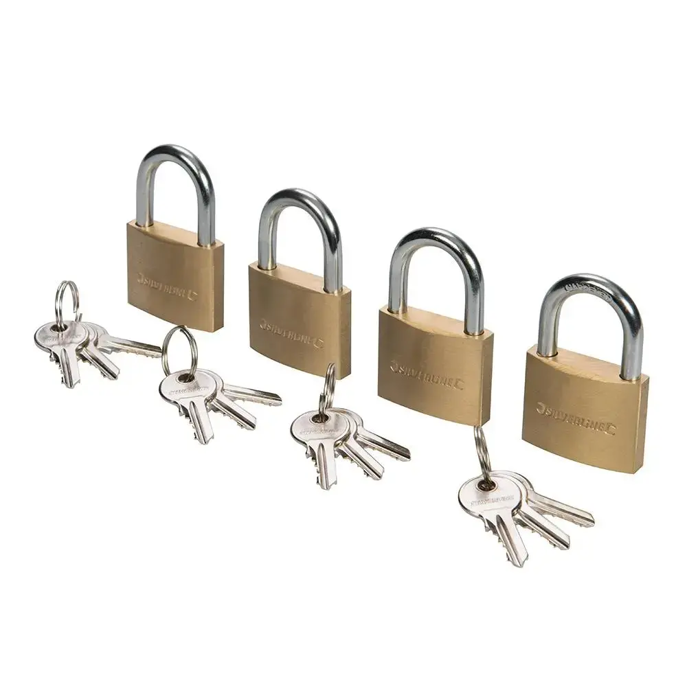 Silverline Brass Padlock Keyed Alike 4Pk 40Mm 675152 1