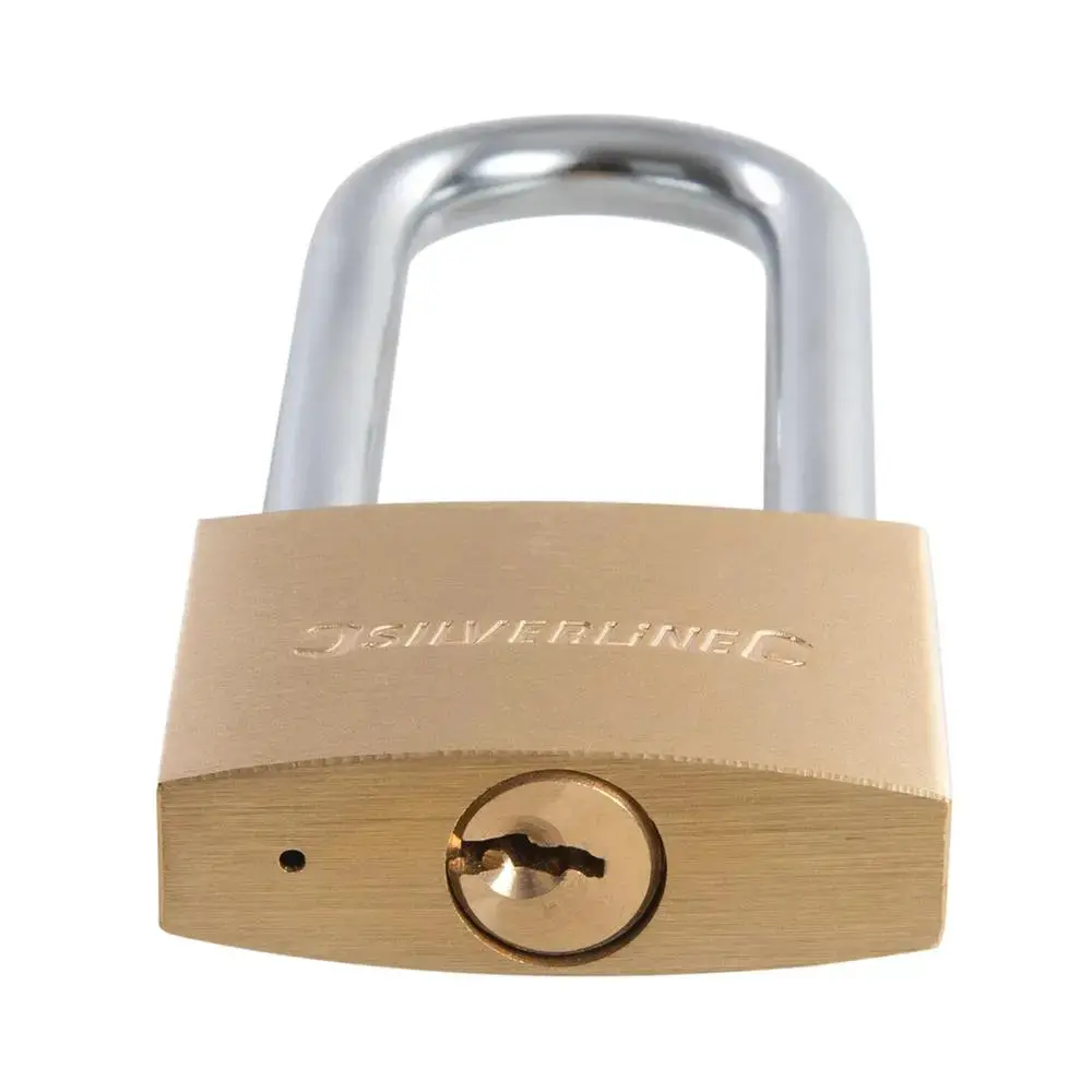 Silverline Brass Padlock Long Shackle 50Mm Mss04l 1