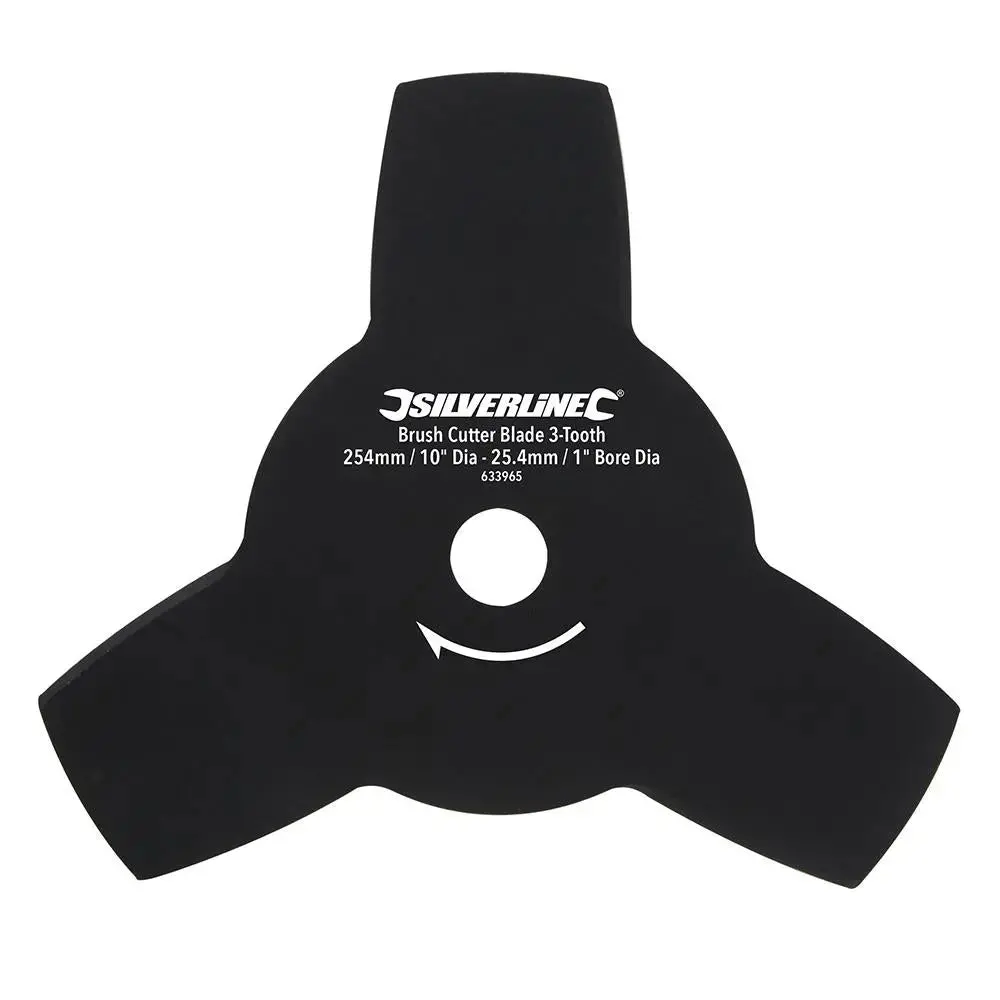 Silverline Brush Cutter Blade 3-Tooth 254Mm / 10" Dia - 25.4Mm 1" Bore 633965 1