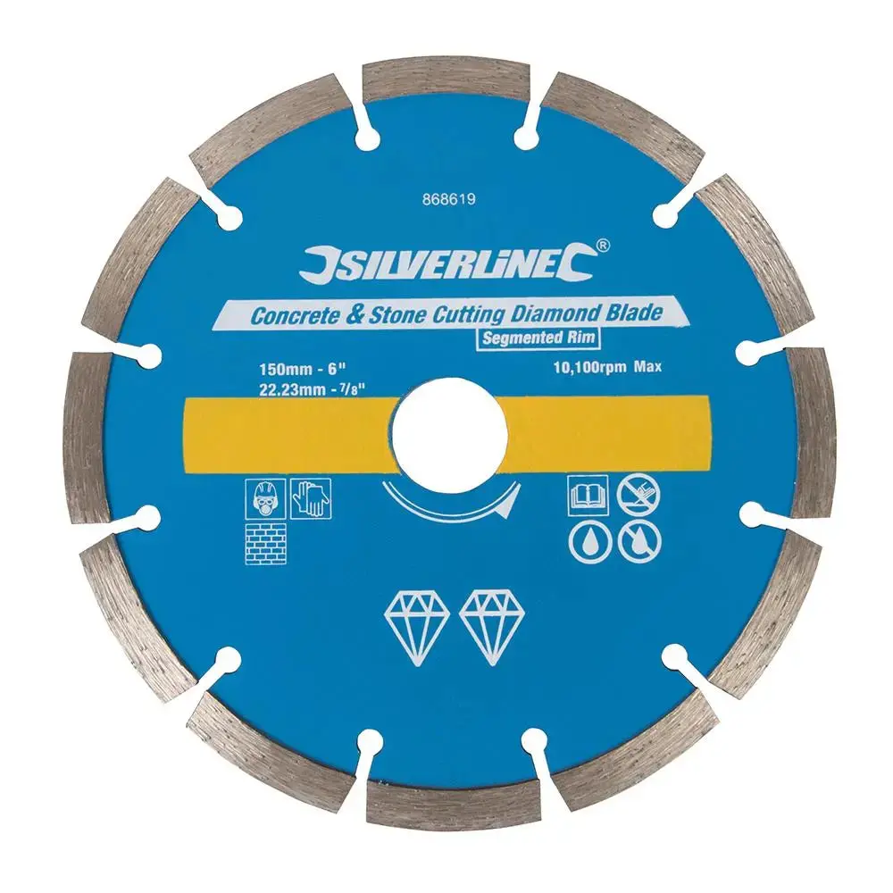 Silverline Concrete & Stone Cutting Diamond Blade 150 X 22.23Mm Segmented Rim 868619 1
