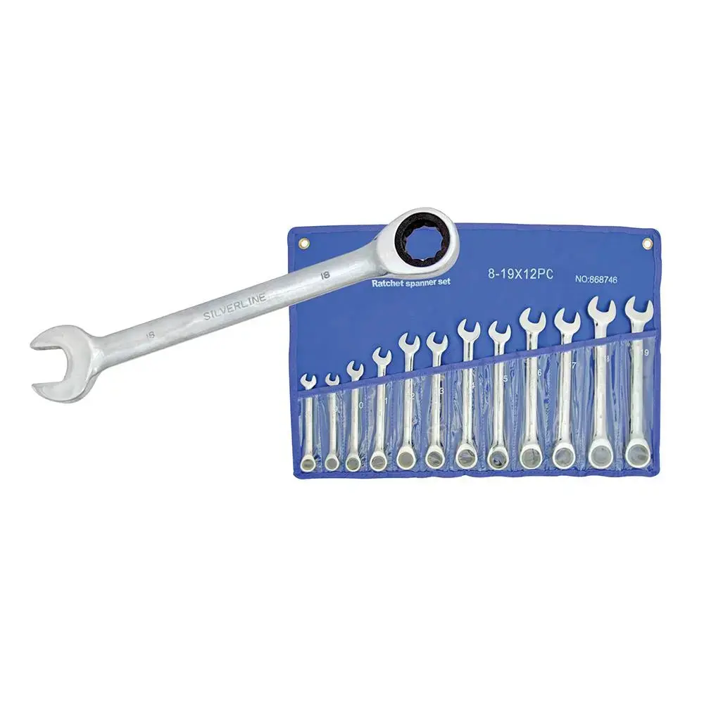 Silverline Fixed Head Ratchet Spanner Set 12Pce 8 - 19Mm 868746 1