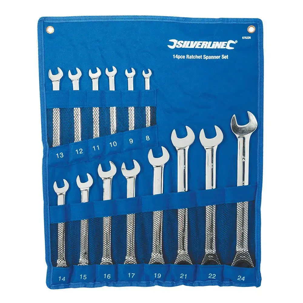 Silverline Fixed Head Ratchet Spanner Set 14Pce 8 - 24Mm 675226 1