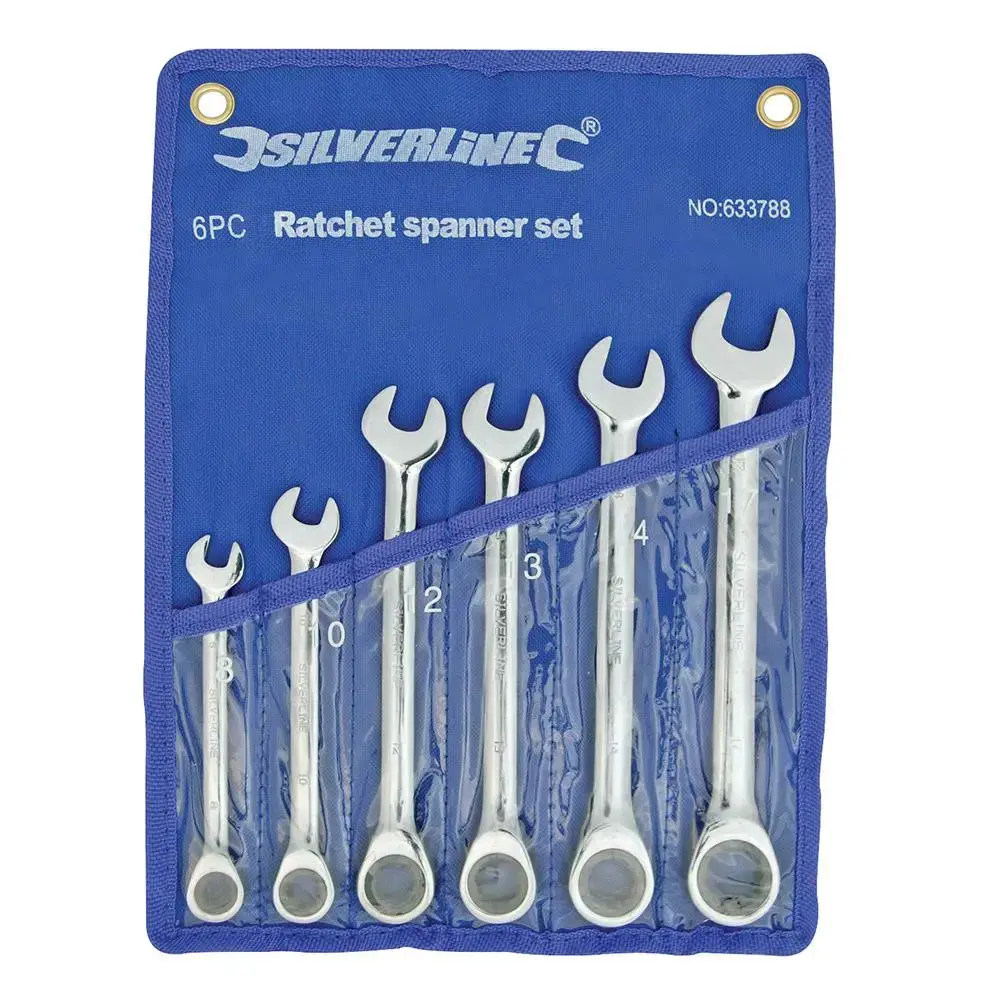Silverline Fixed Head Ratchet Spanner Set 6Pce 8 - 17Mm 633788 1