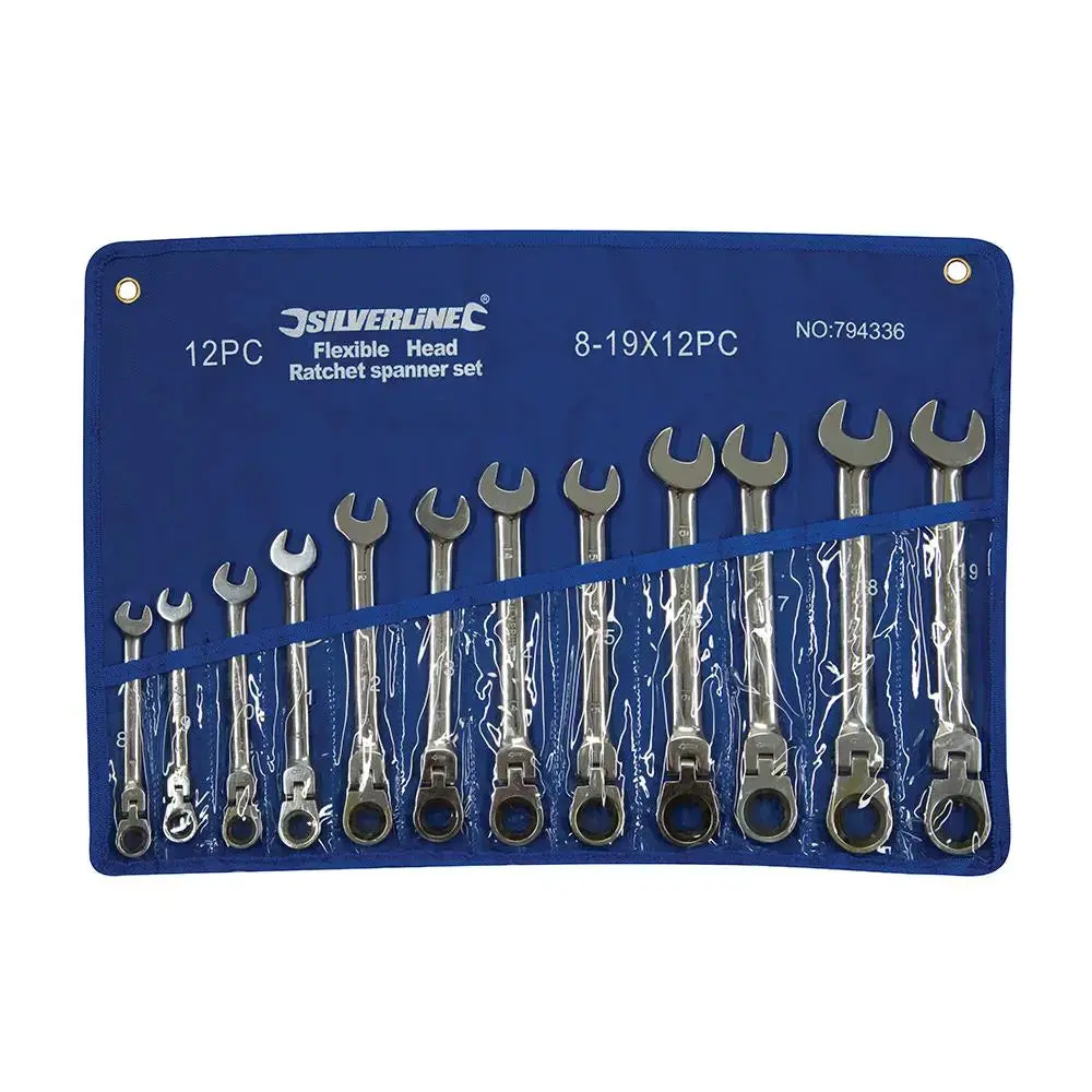 Silverline Flexible Head Ratchet Spanner Set 12Pce 8 - 19Mm 794336 1