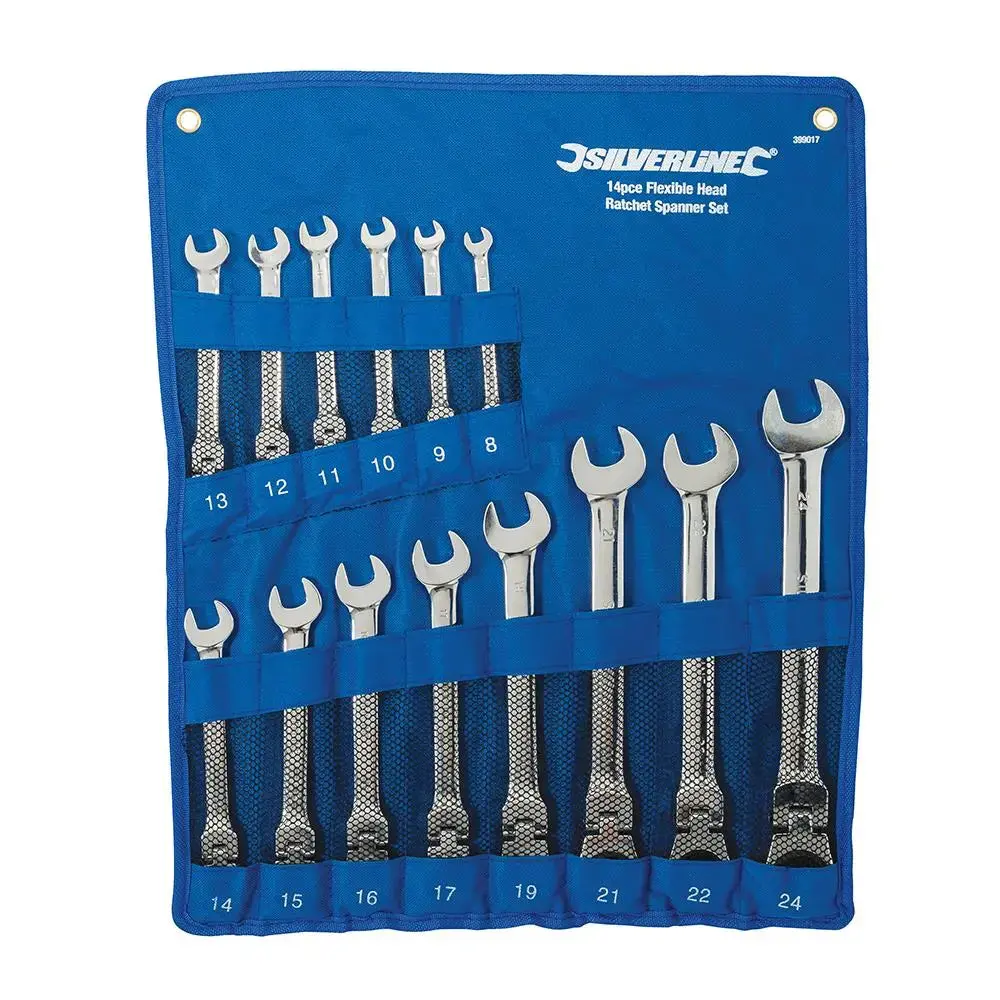 Silverline Flexible Head Ratchet Spanner Set 14Pce 8 - 24Mm 399017 1