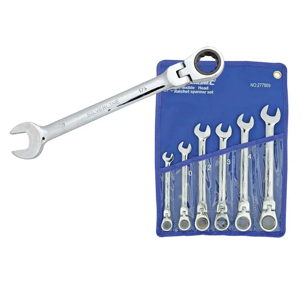 Silverline Flexible Head Ratchet Spanner Set 6Pce 8 - 17Mm 277869 1