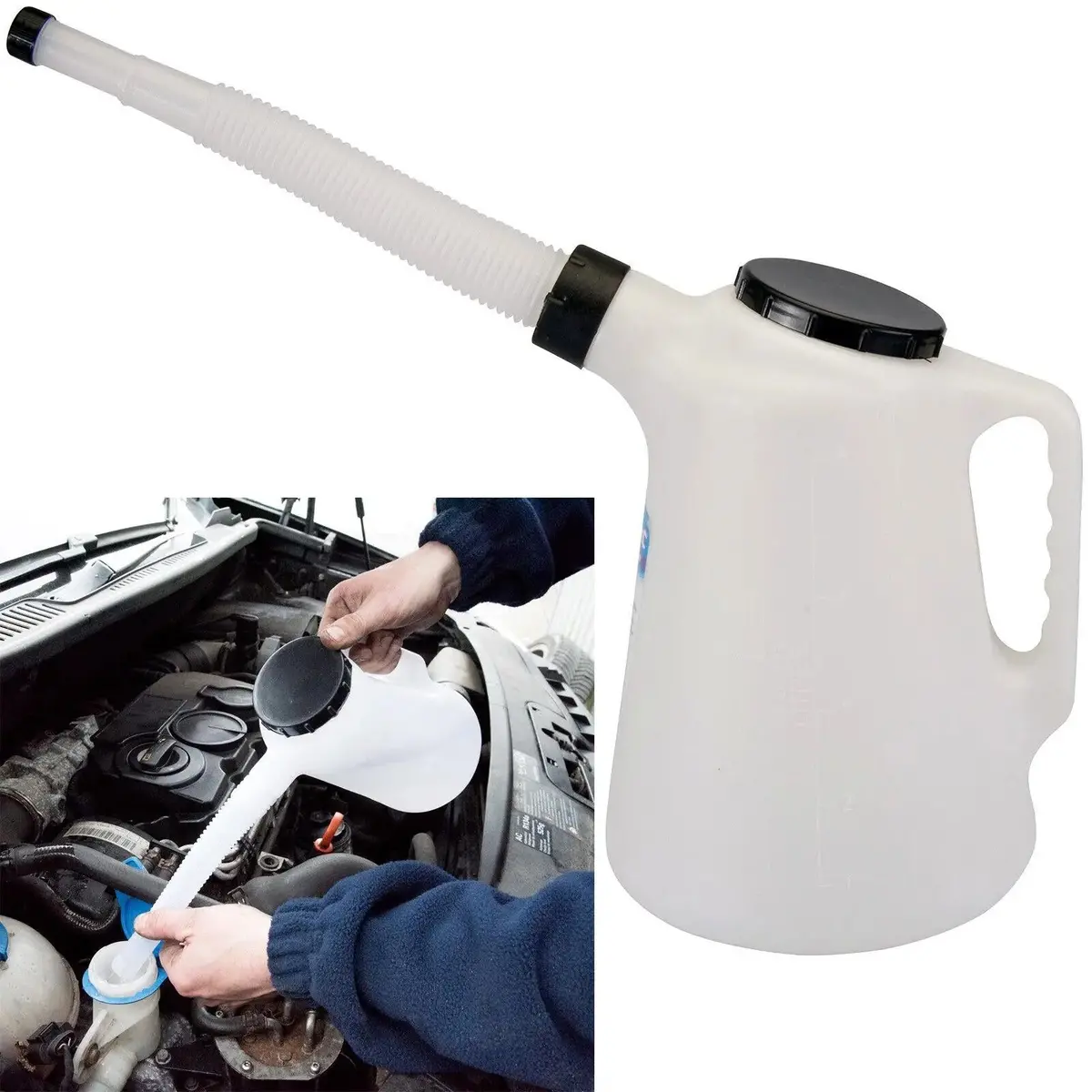 Silverline Graduated Pourer Measuring Jug 1L 5L Litre Oil Fluid Auto Fuel 1