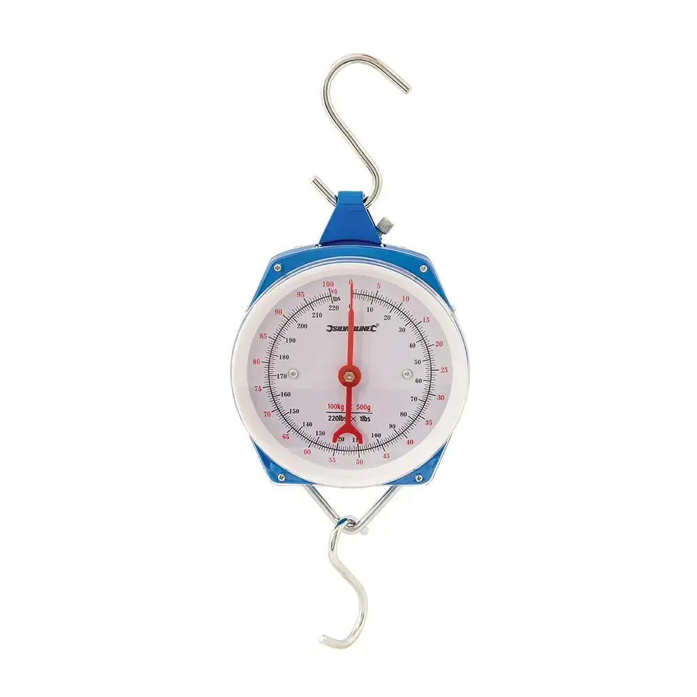 Silverline Hanging Scales Heavy Duty 100Kg Metric And Imperial Rigid Hook Fishing 1