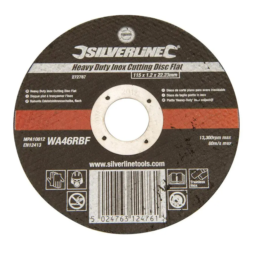 Silverline Heavy Duty Flat Inox Slitting Disc 115 X 1.2 X 22.23Mm 1