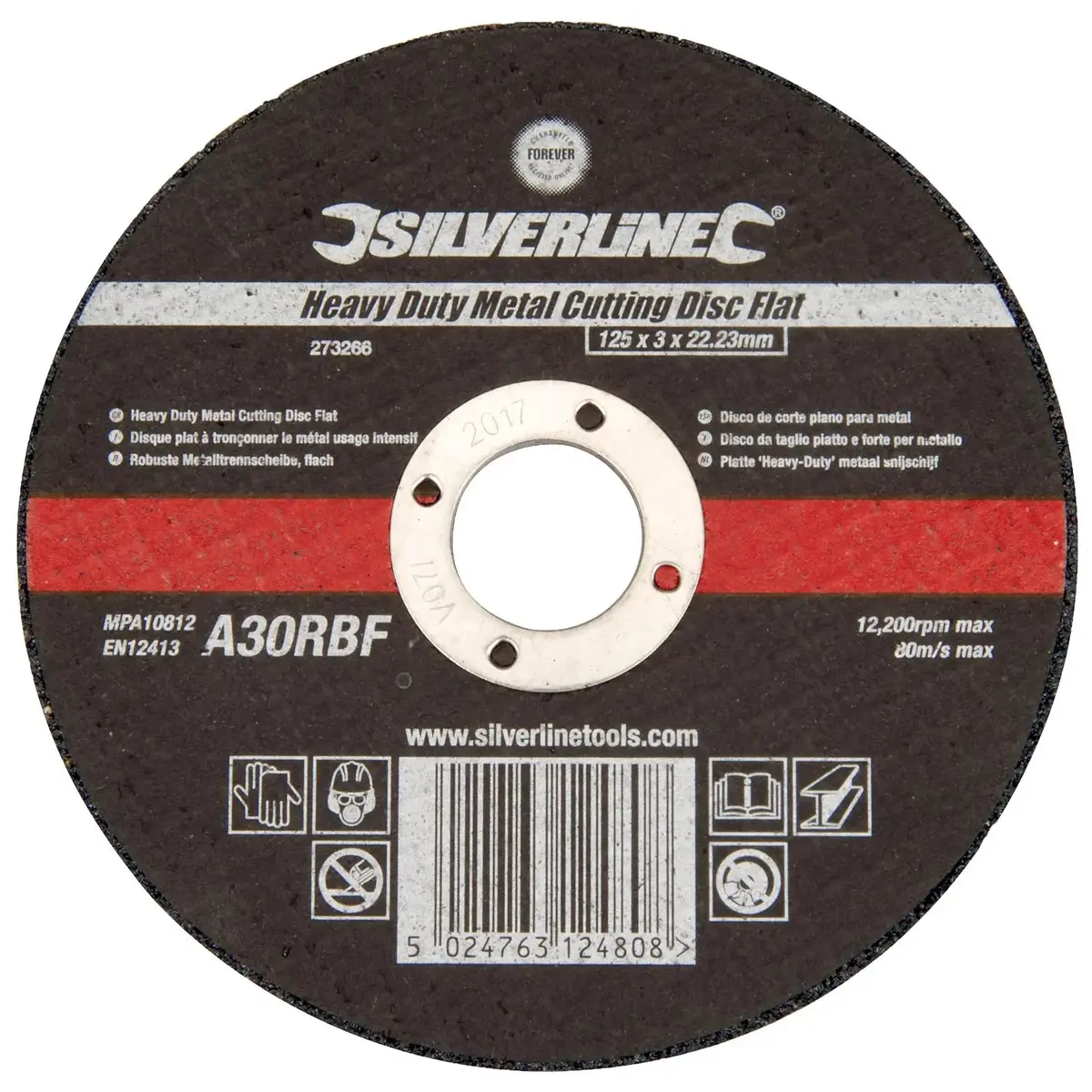 Silverline Heavy Duty Flat Metal Cutting Disc 125 X 3 X 22.23Mm 1