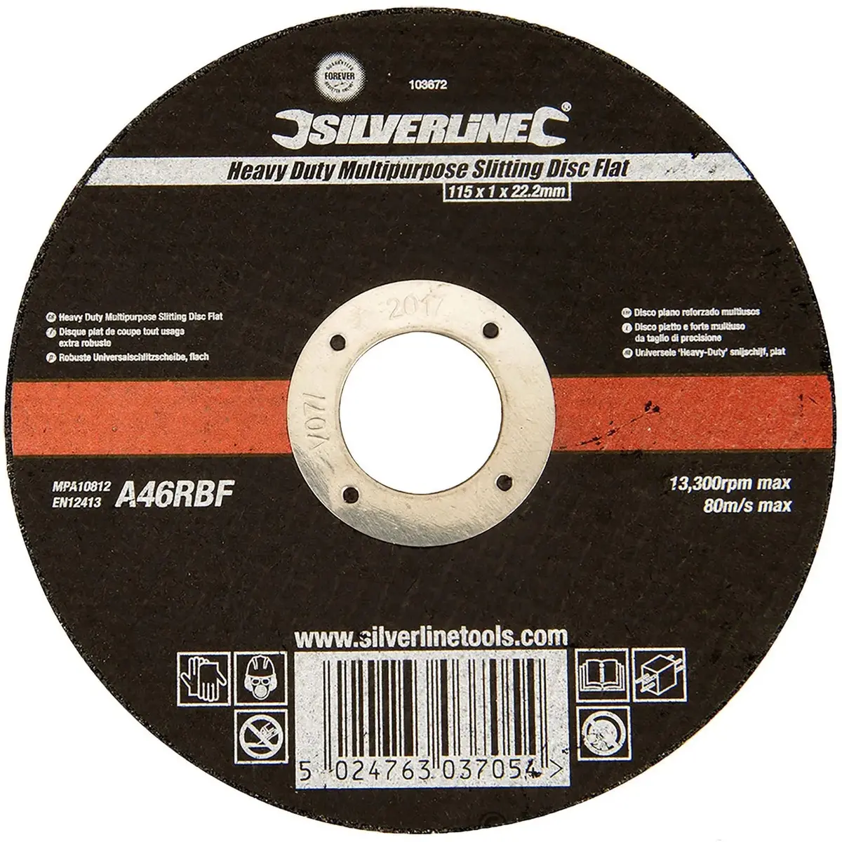 Silverline Heavy Duty Flat Multipurpose Slitting Disc 115 X 1 X 22.23Mm 1