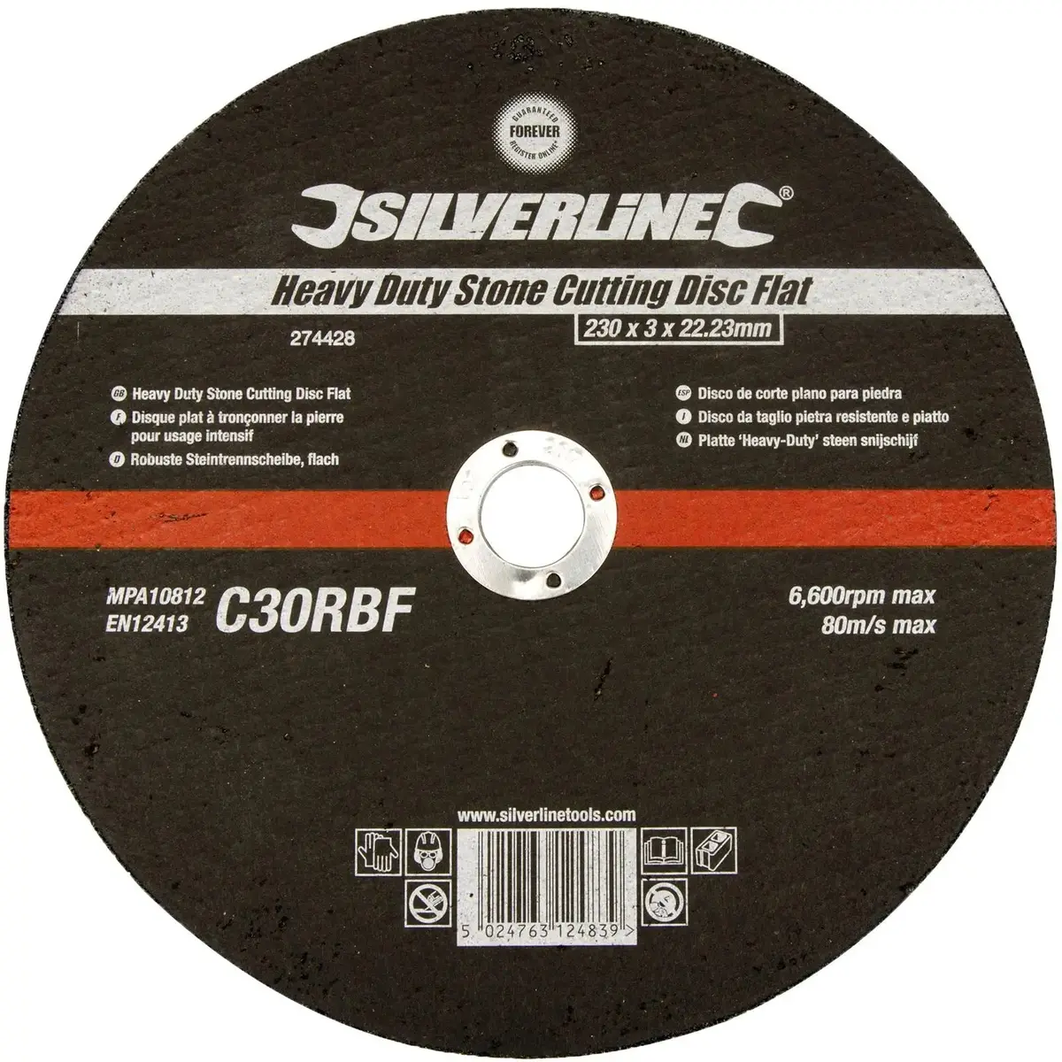 Silverline Heavy Duty Flat Stone Cutting Disc 230 X 3 X 22.23Mm 1